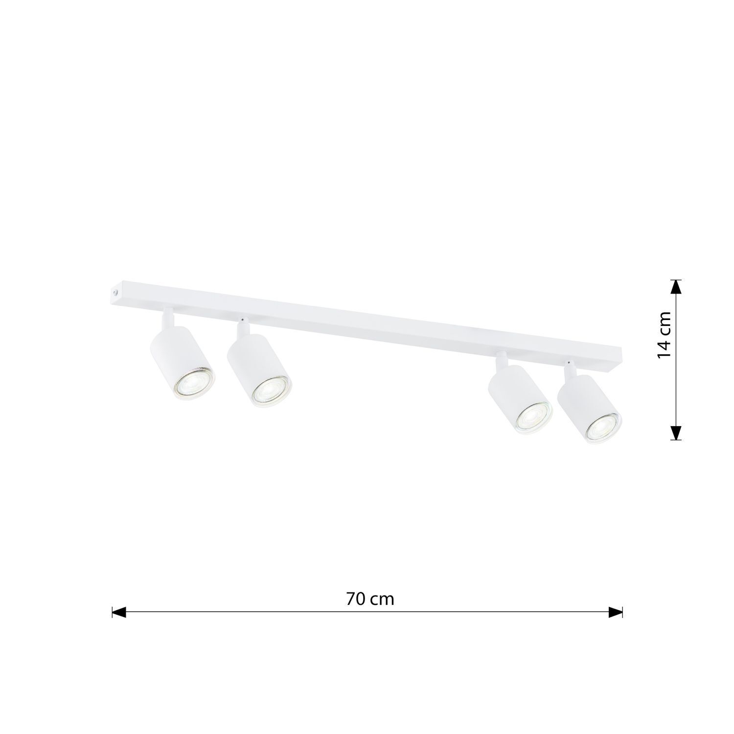 Deckenlampe Weiß 70 cm lang Metall schwenkbar GU10 4-flammig Beleuchtung, Leuchte, Deckenleuchte