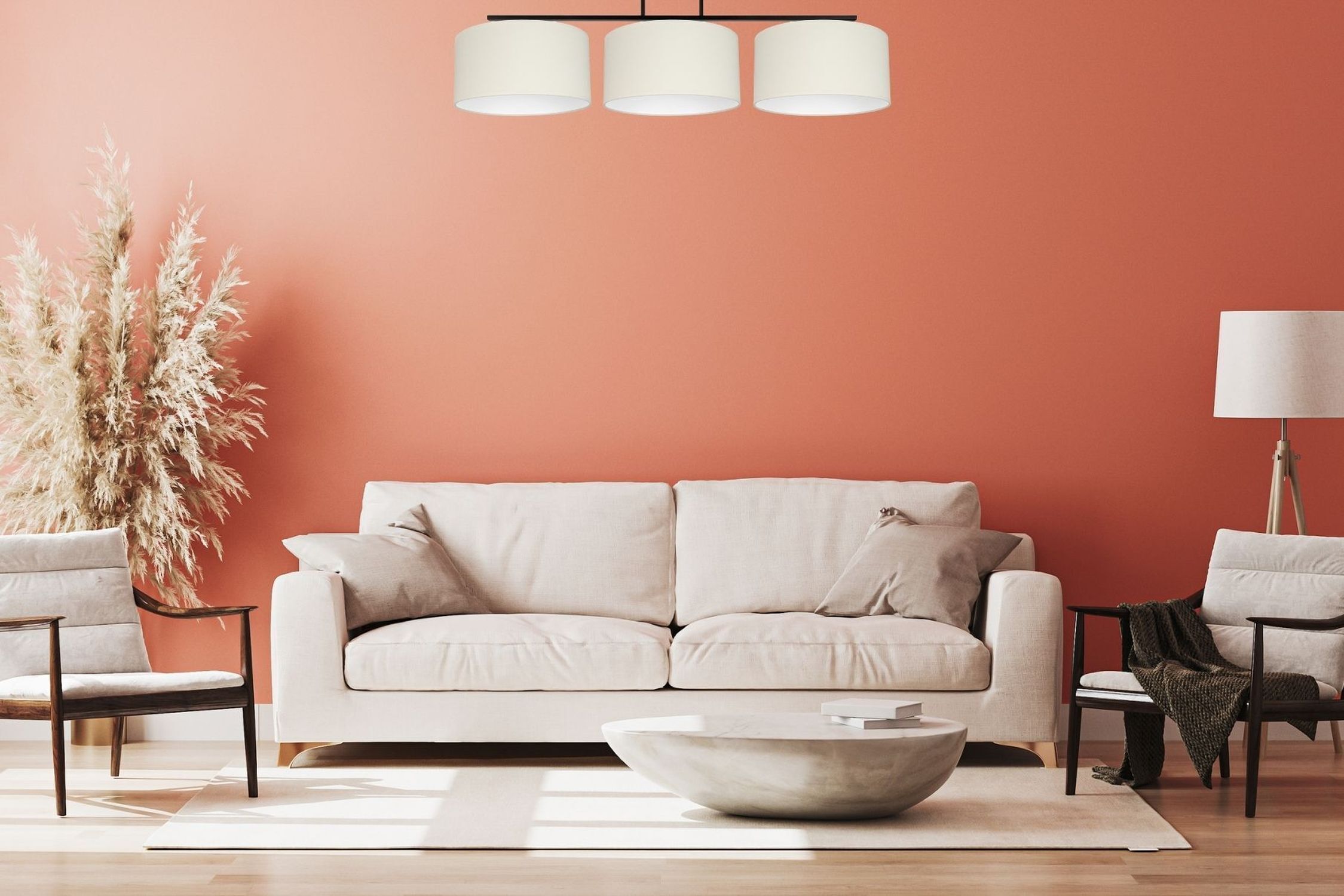 Lange Deckenleuchte Stoff Schwarz Ecru Weiß E27 100 cm sofa, wohnzimmer, peach farbe, kaffee tisch, bodenlampe