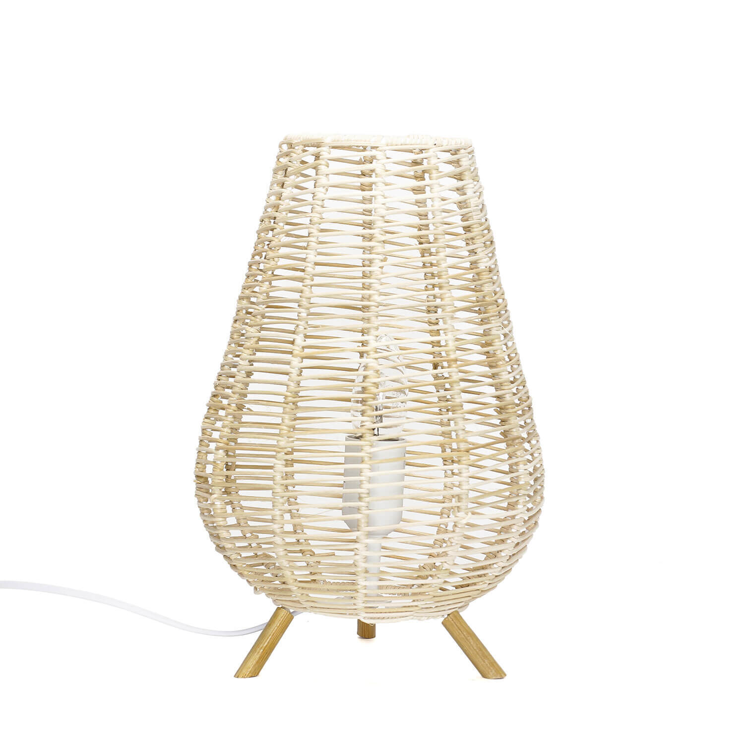 Boho Tischlampe Korb Geflecht 34,5cm dekorativ NATHYE