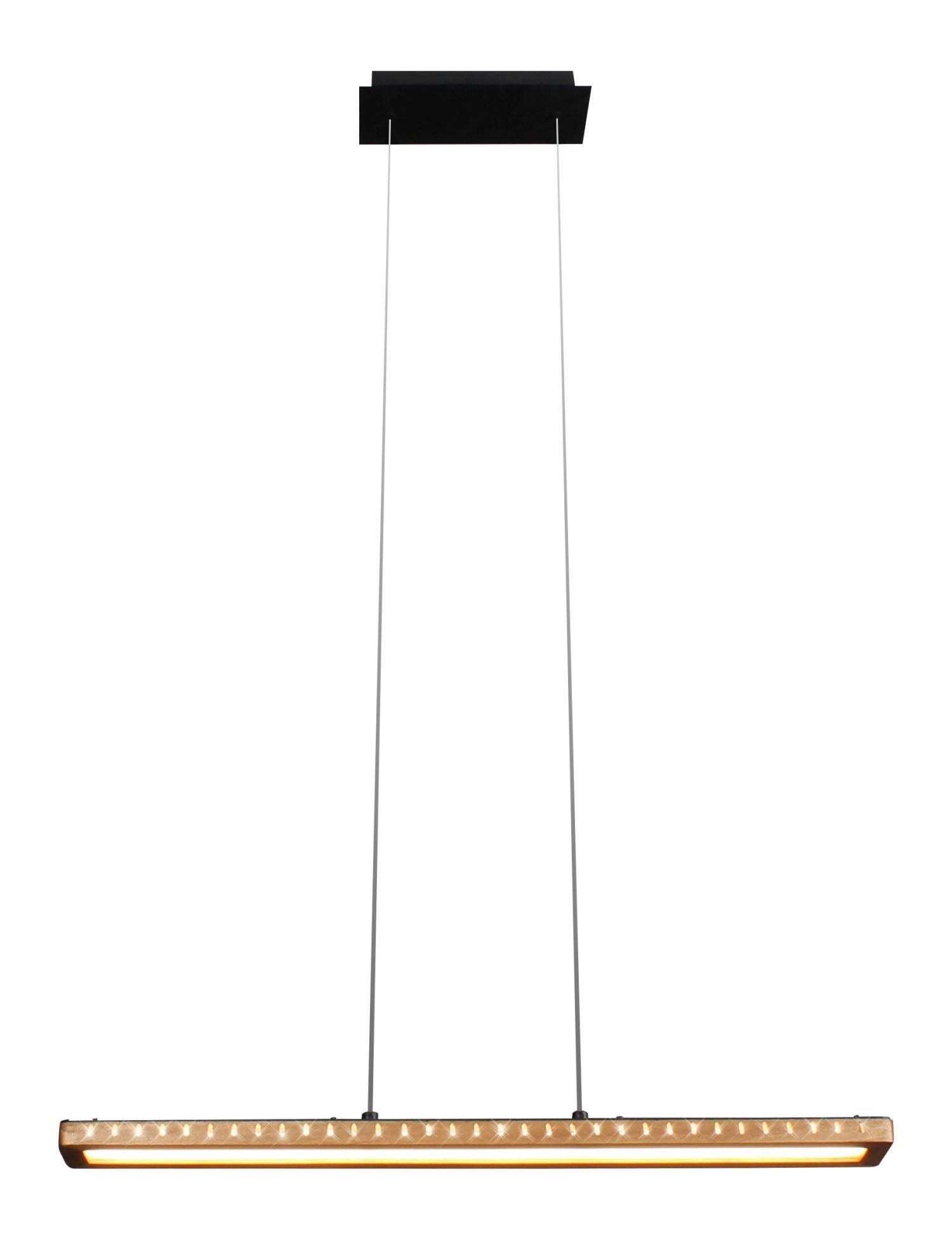 hängende Leuchte, Pendelleuchte, LED-Balken, lineare Leuchte, schwarze Deckenplatte