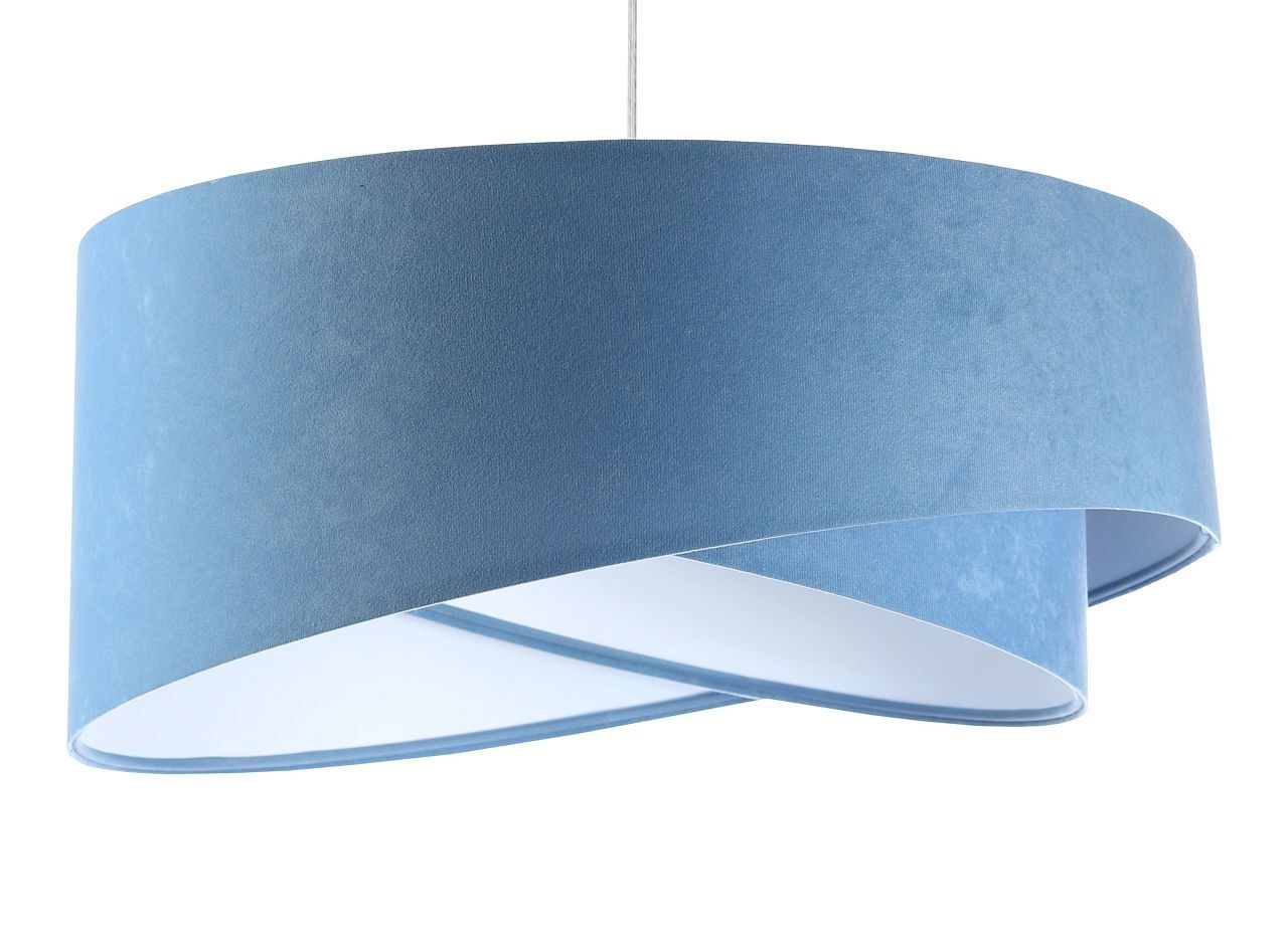 Pendelleuchte rund Ø 50 cm Weiß Blau Stoff Velours Optik E27