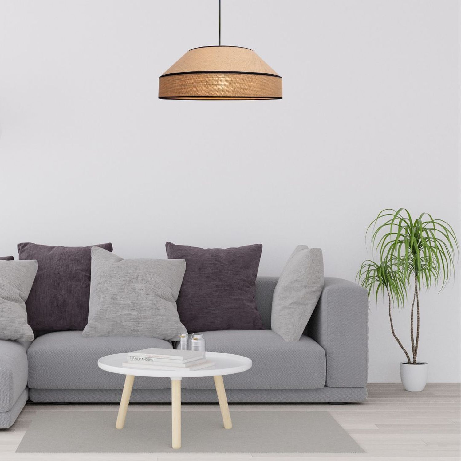 Blendarme Pendelleuchte Jute Natur E27 Ø45 cm wohnlich