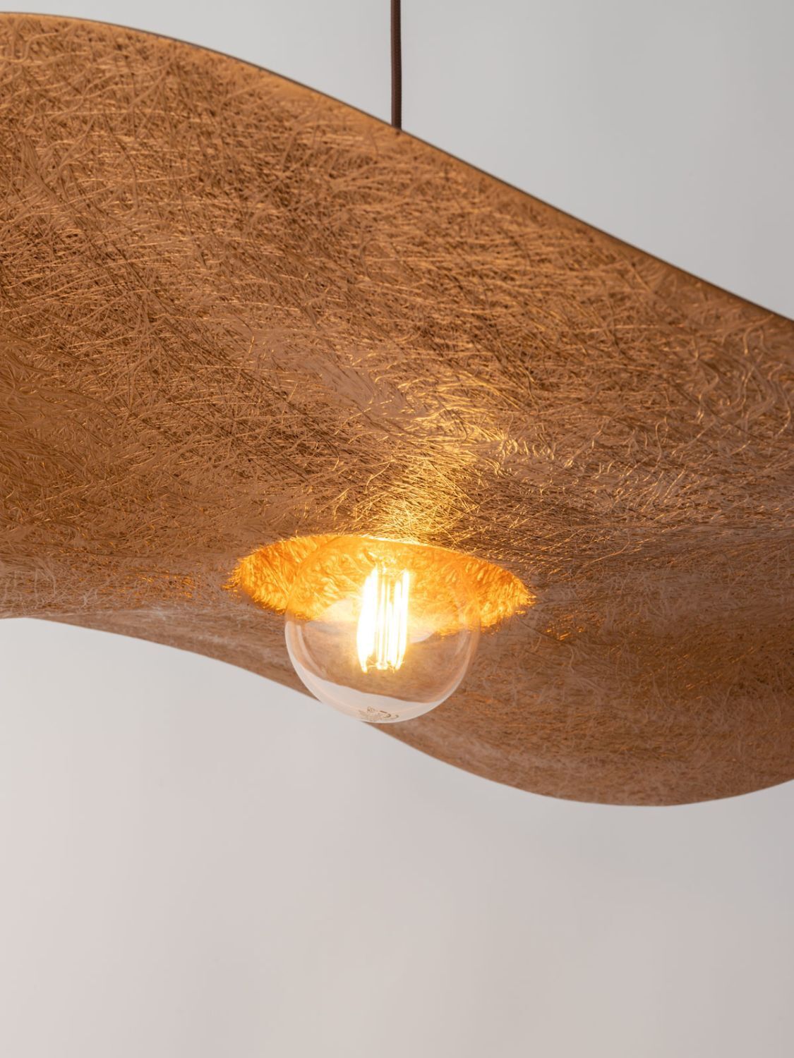 Hängelampe Braun Kupfer E27 Modern Wellenschirm