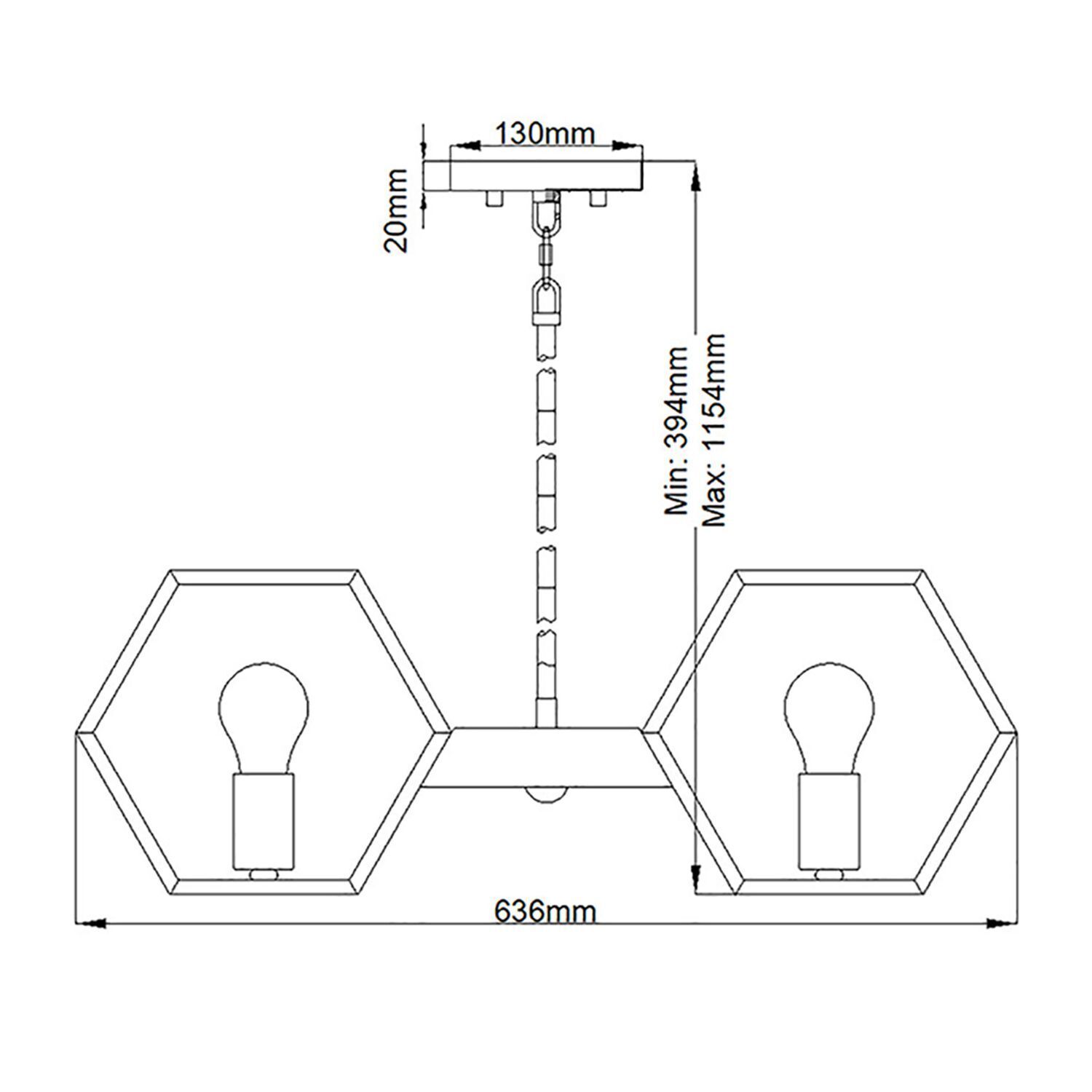 Hängeleuchte Esstisch Metall 63,6 cm breit H: max. 115,4 cm