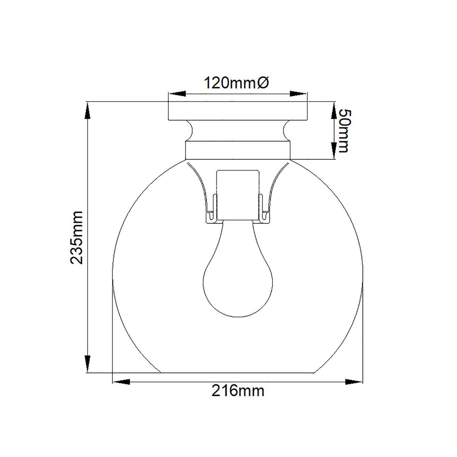 Deckenlampe Glas Kugel Schirm Ø 21,6 cm in Messing brüniert Lampenschirm, Lpendellicht, Glühbirnenfassung, Deckenleuchte, Konstruktionszeichnung