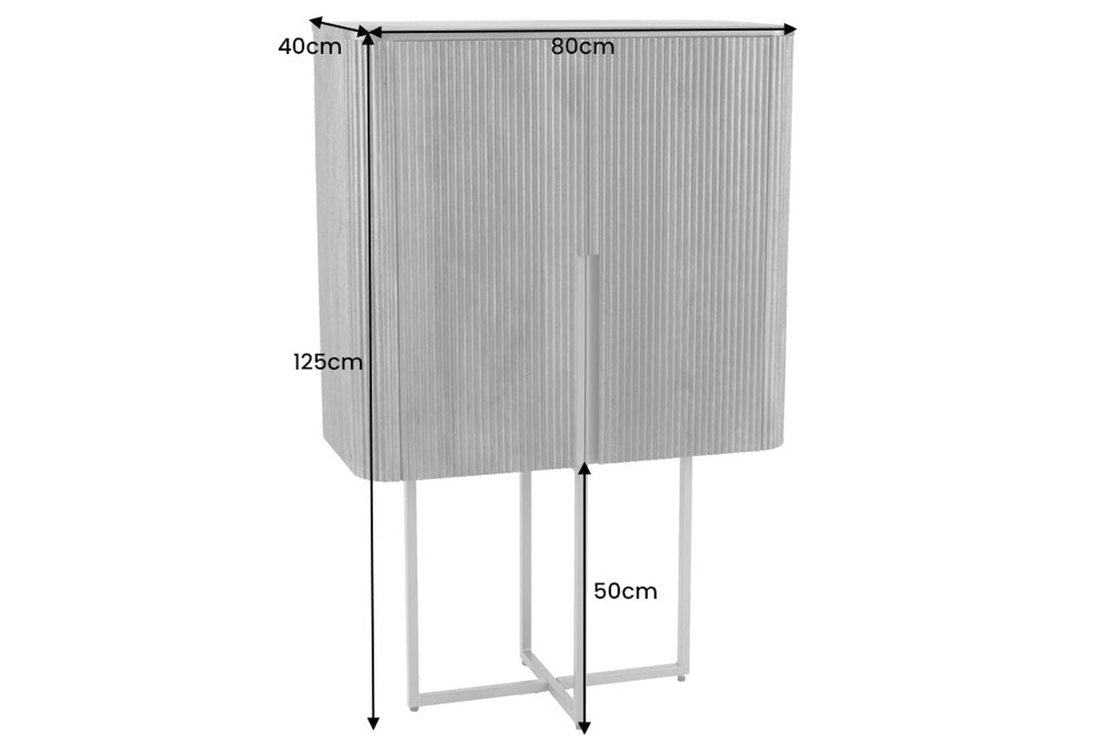 Highboard Holz Metall 80 x 125 cm Art Déco Lamellen Design