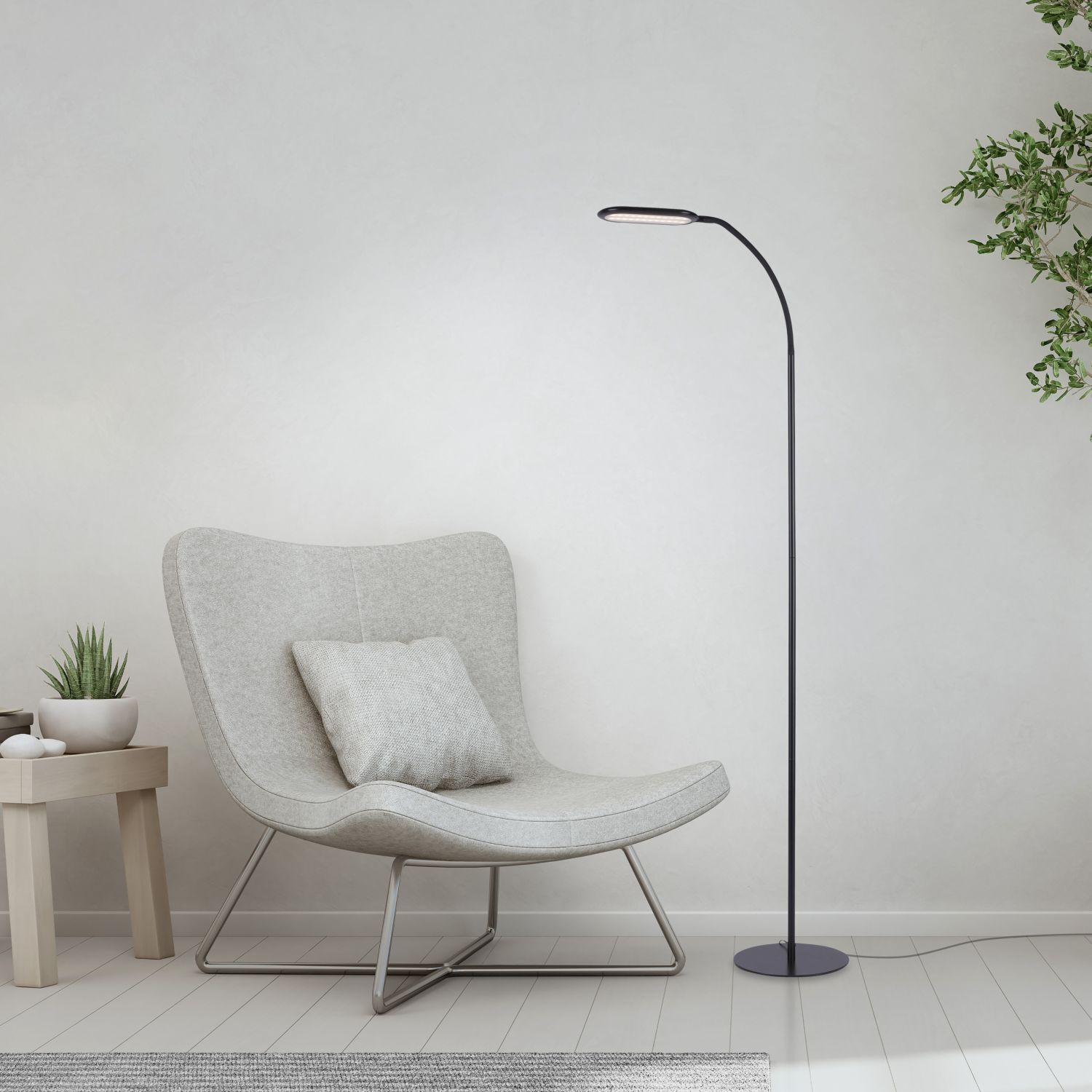Flexible LED Stehlampe Schwarz 175 cm 3000-6000 K 7 W Lampe, Pflanze, Stehlampe, Mobiliar, Stuhl