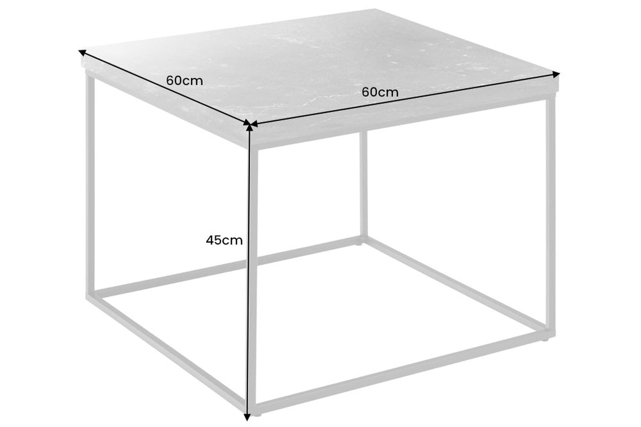Couchtisch in Schwarz 60 x 60 cm Marmor Optik Schwarz