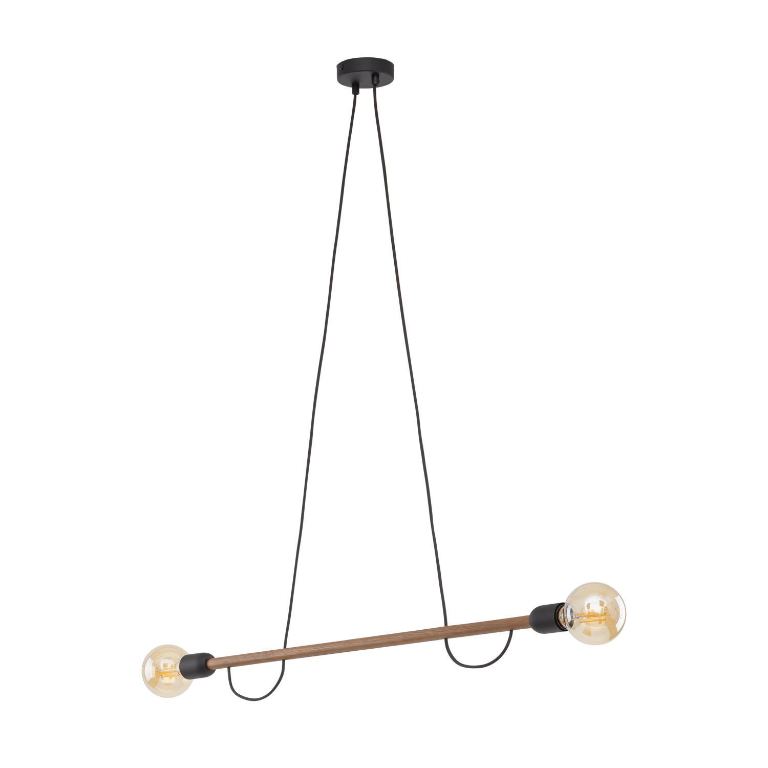 Hängelampe Holz Metall 93 cm lang H: max. 160 cm 2x E27