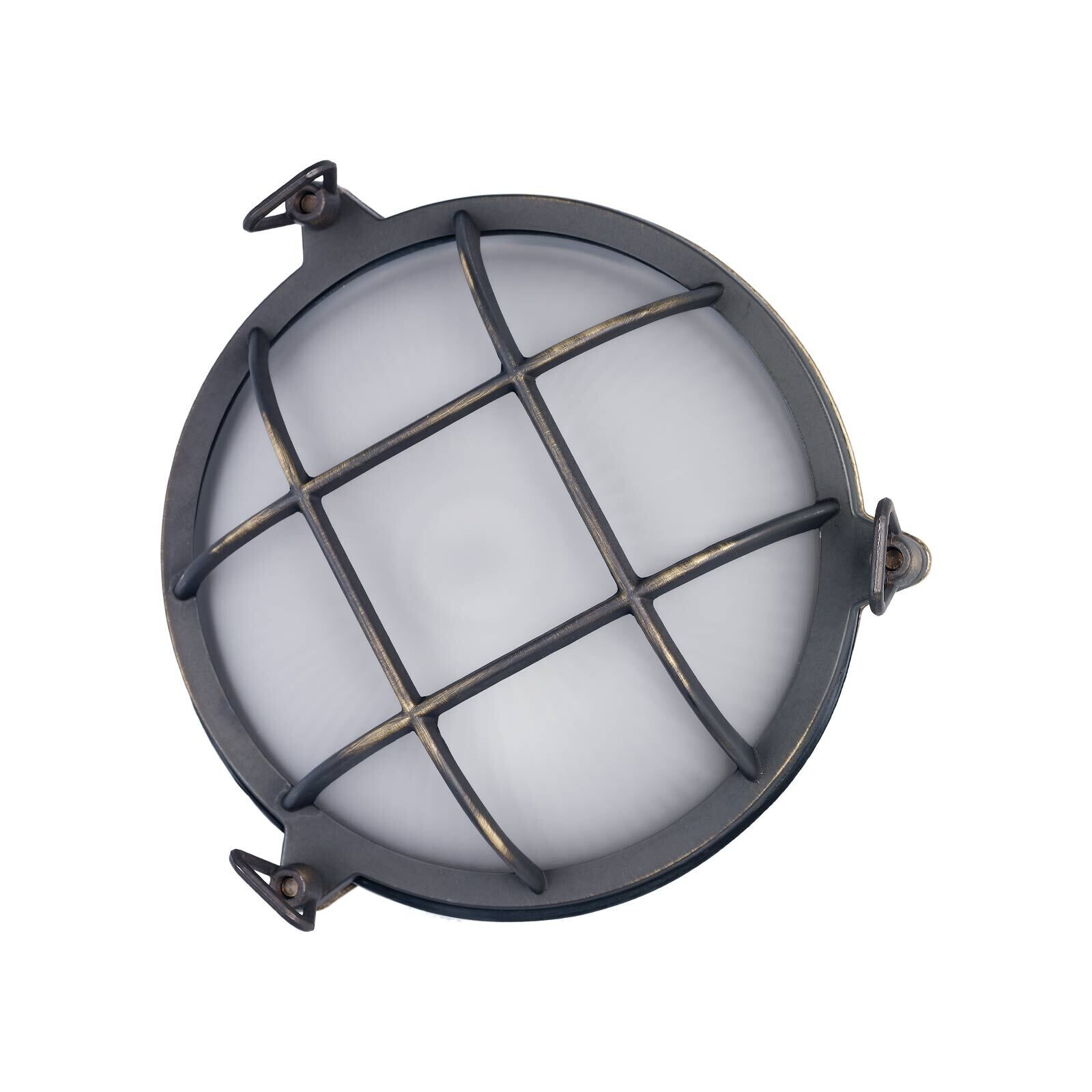 Außenwandleuchte IP44 Ø 25 cm Maritim Echt-Messing Glas