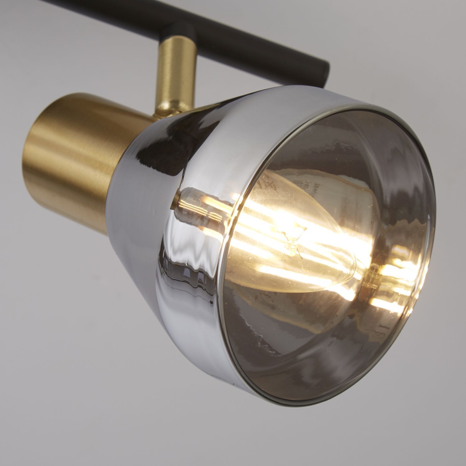 Deckenstrahler 2-flammig E14 Rauchglas Metall verstellbar