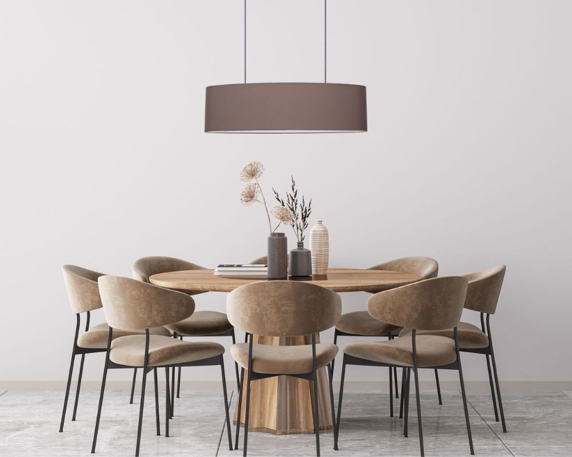 Gemütliche Hängelampe Stoff Braun 2-flammig E27 70 cm Speisesaal, Esstisch, Mobiliar, Tabelle, Tischplatte