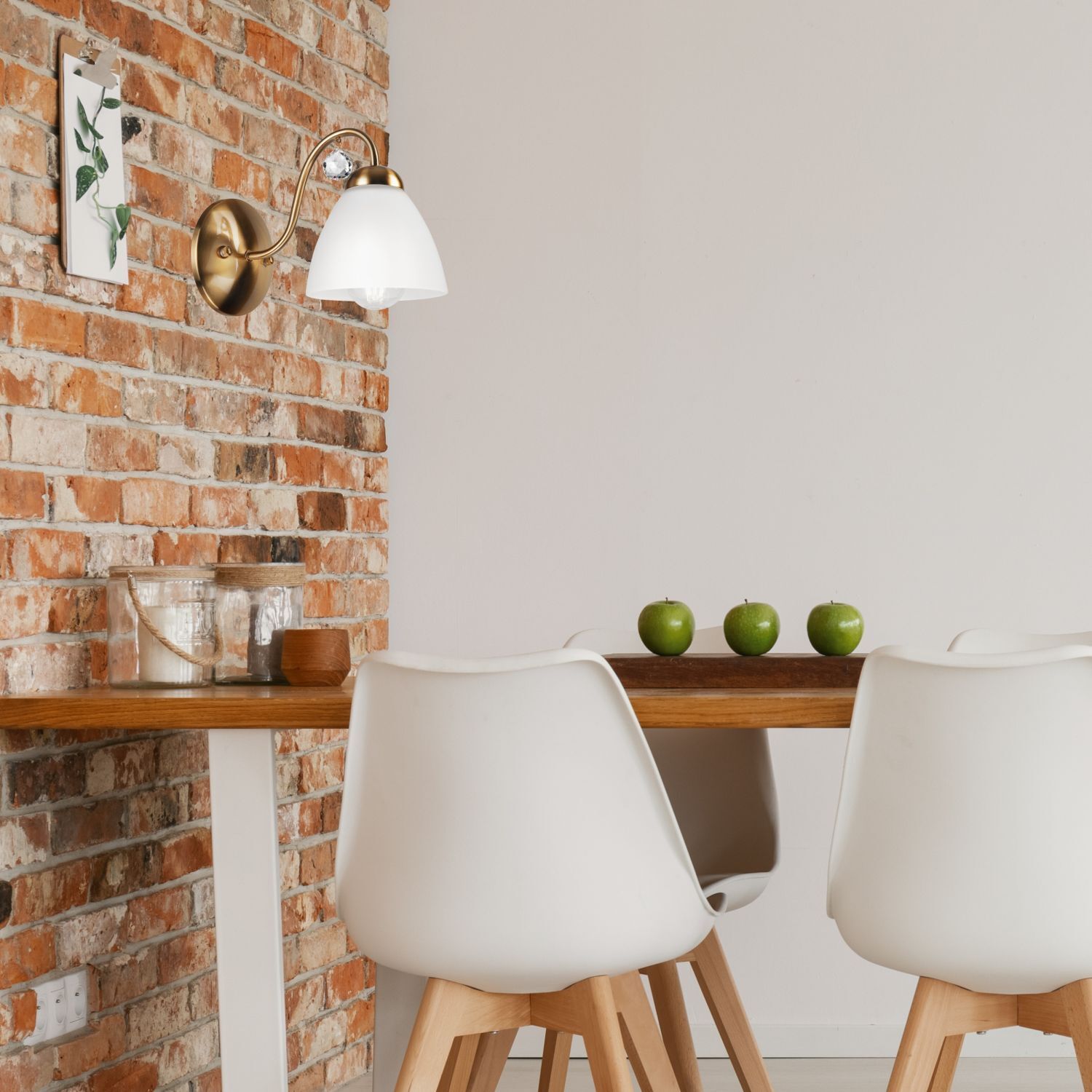 Esstisch, Holztisch, Wandlampe, Leuchte, Küche