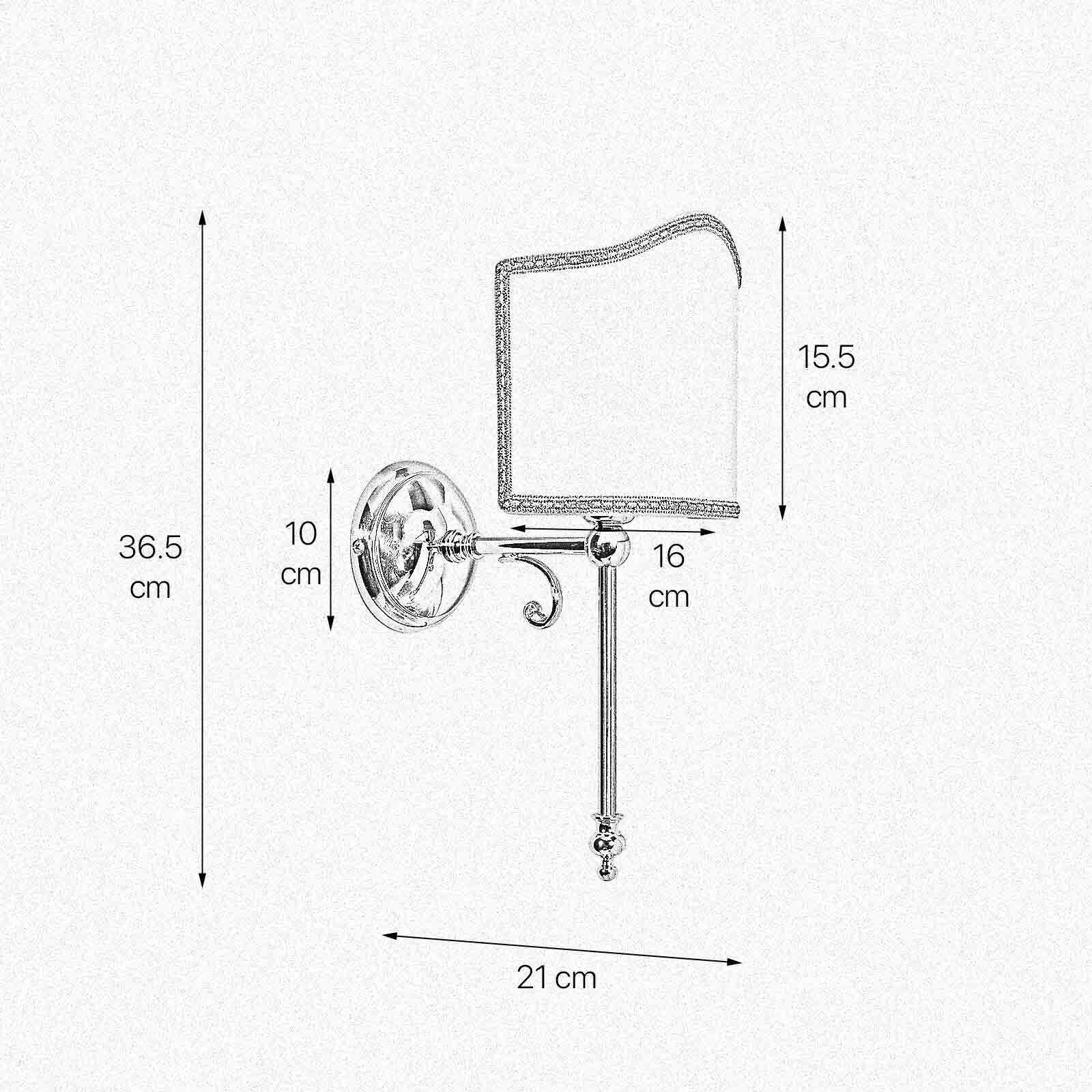 Wandlampe E14 Messing poliert Stoff Weiß Klassisch Diagramm, Handlung, Plan, Sprach, Drinnen