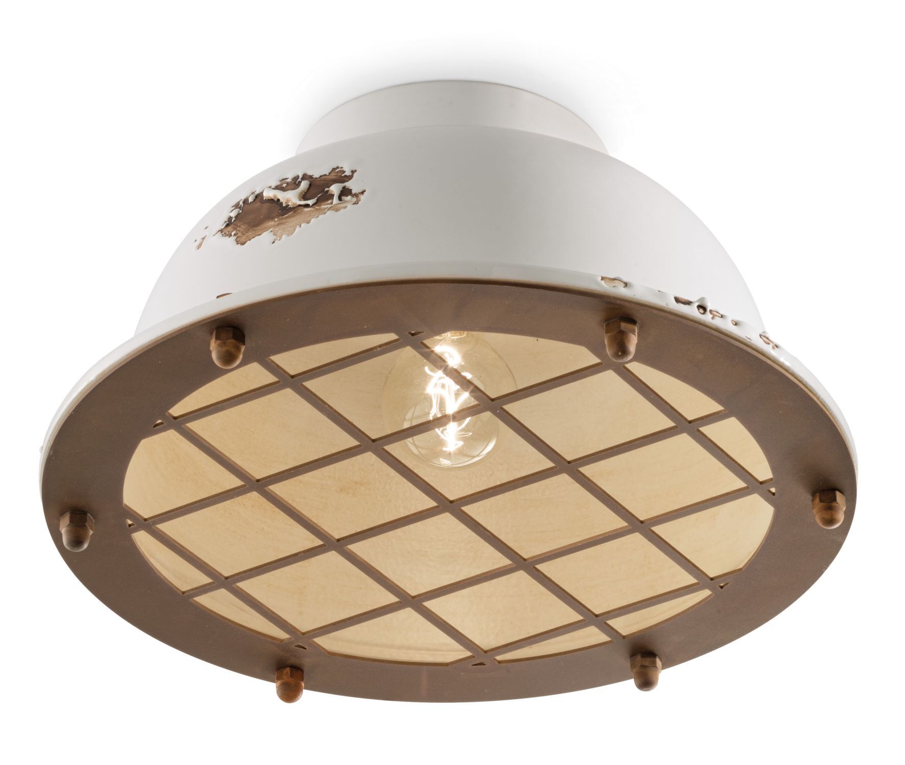 Deckenlampe Keramik E27 D: 35 cm rund Vintage Design