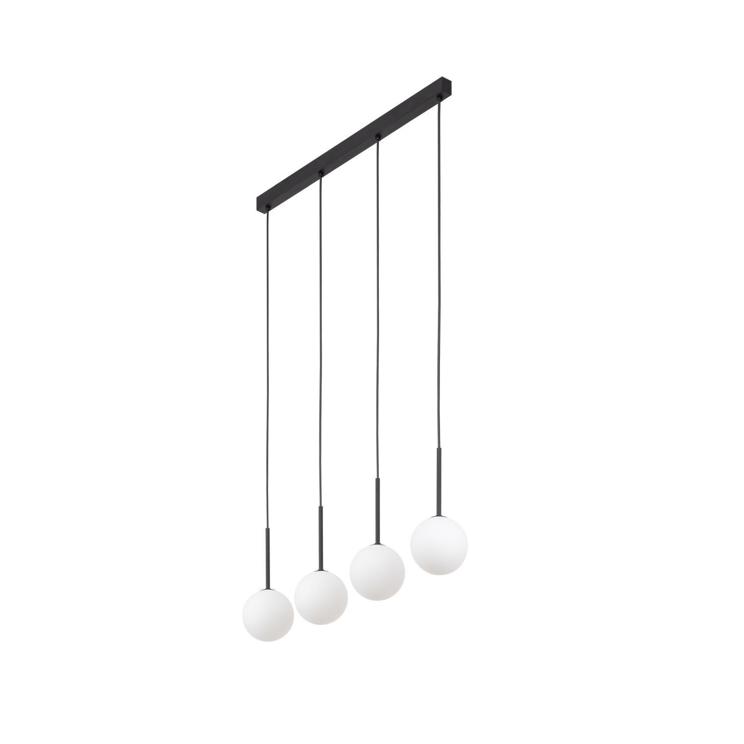 Hängeleuchte Metall Glas L: 78 cm Schwarz Weiß 4x G9