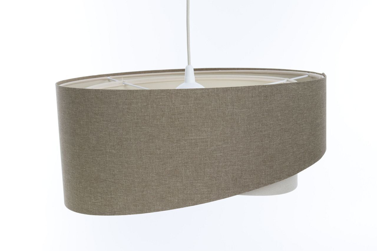 Hängelampe Stoff Ø 60 cm rund groß Braun Creme Modern Lampe, Lampenschirm