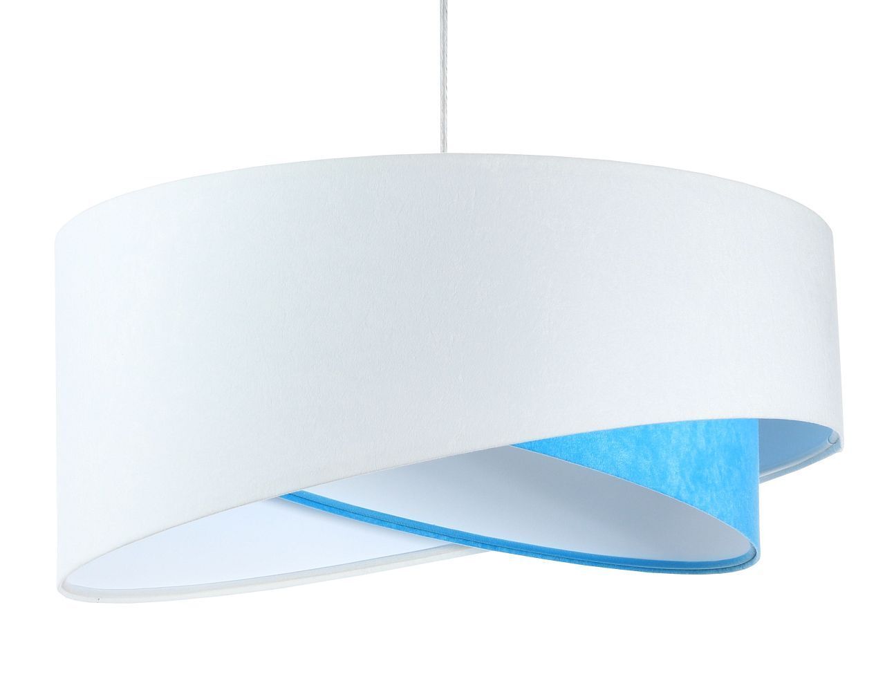 Pendelleuchte rund Ø 50 cm E27 Weiß Blau Stoff Velours Optik