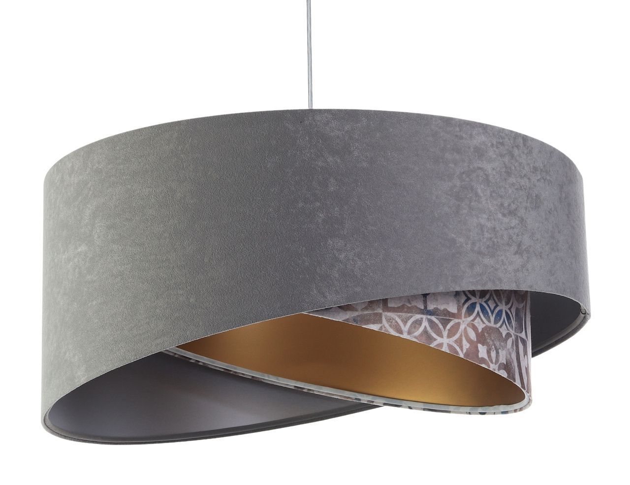 Pendelleuchte E27 rund D: 50 cm Velours Optik Modern Stoff