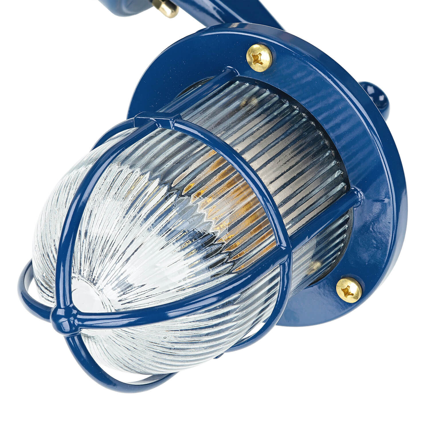 Außenwandlampe IP64 Blau Glas Messing Maritim E27