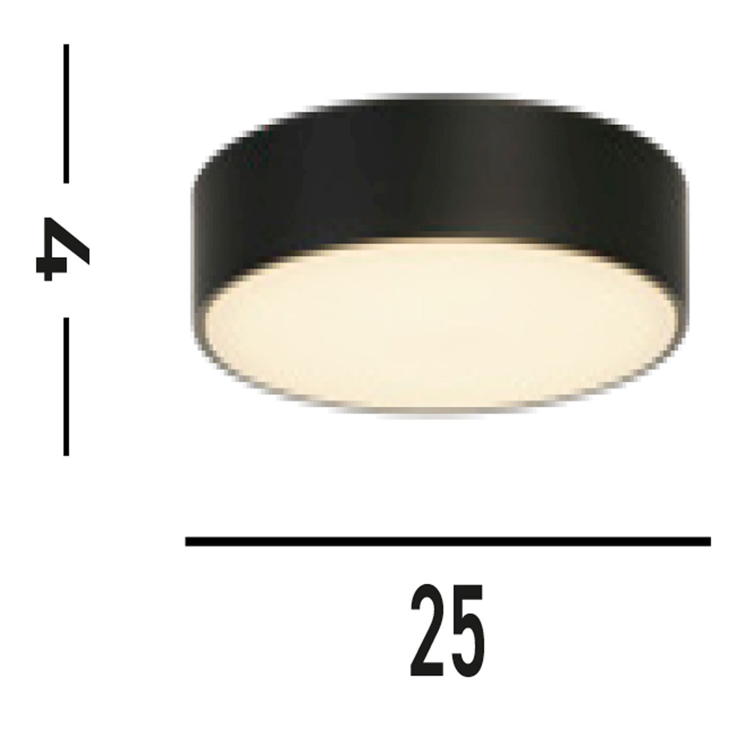 Runde LED Deckenleuchte Schwarz Metall B:25 cm 3000 K