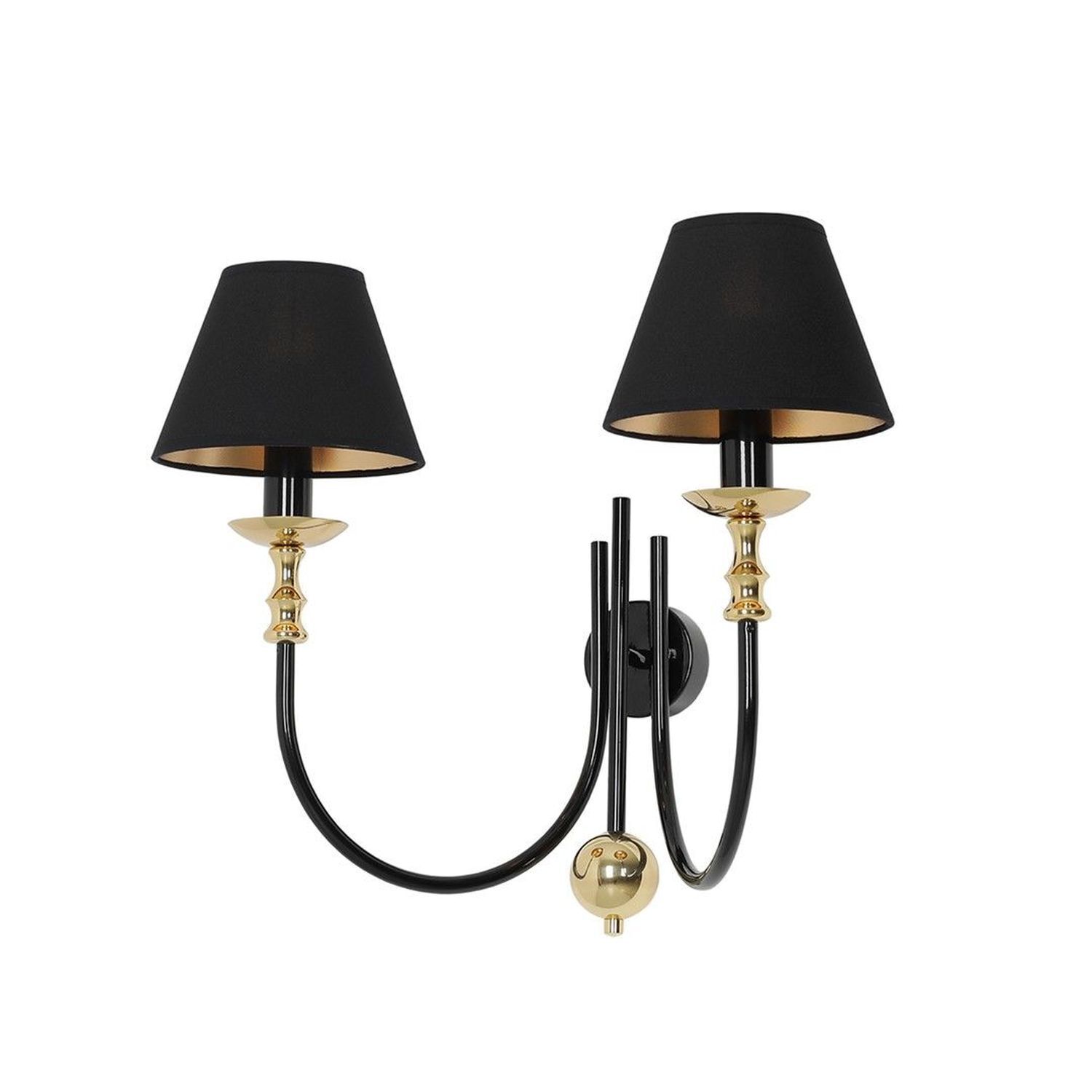 Loft Wandlampe blendarm Stoff Schirm E14 B:48 cm Schwarz