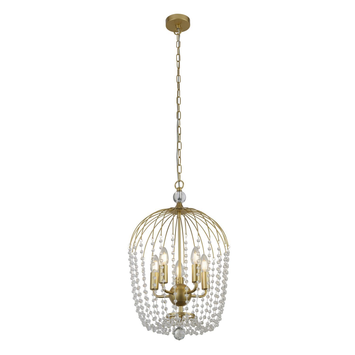 Hängeleuchte Metall Kristall 5x E14 Ø 36 cm in Gold