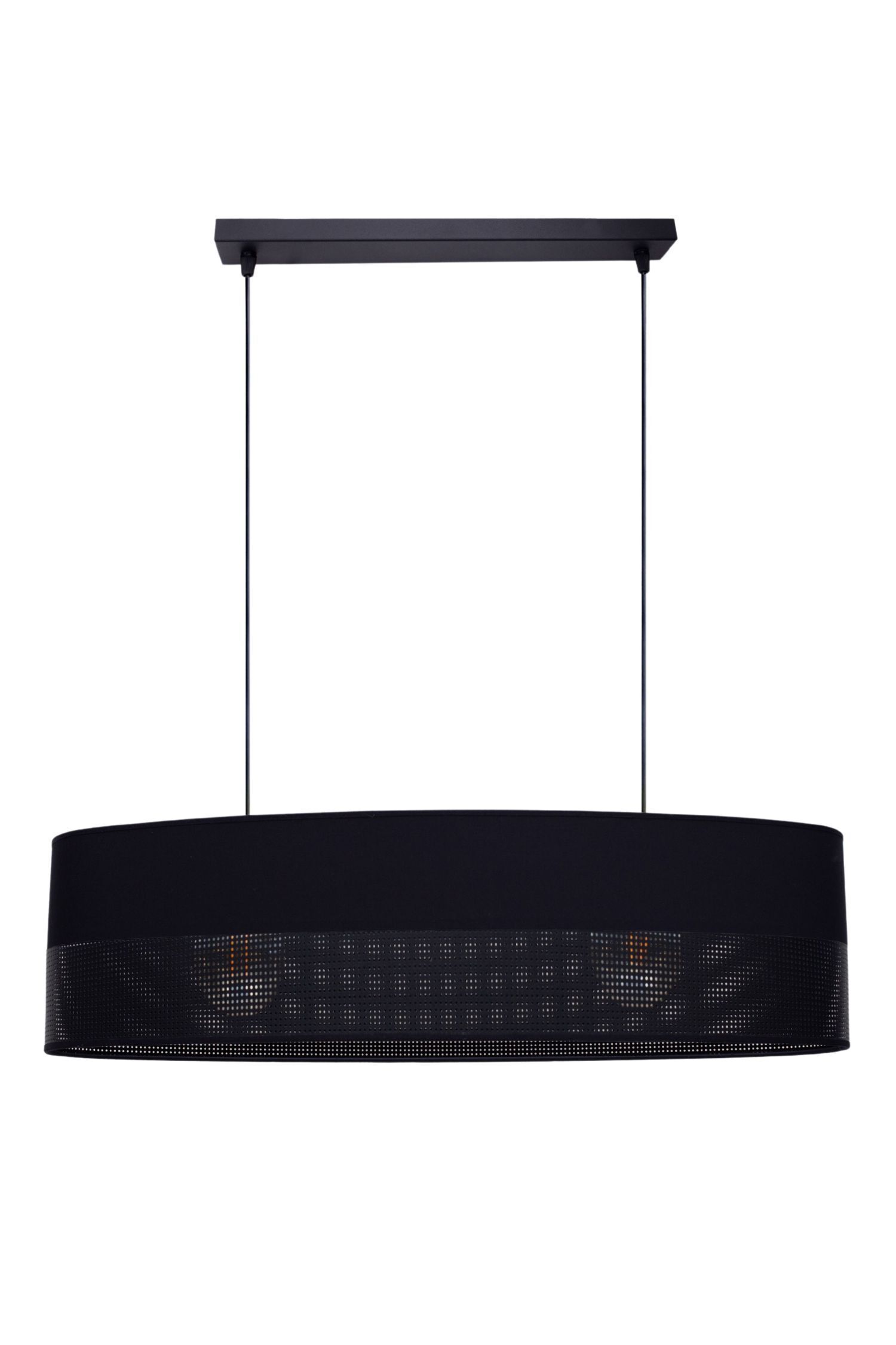 Gemütliche Hängelampe Stoff Schwarz 2-flammig E27 70 cm