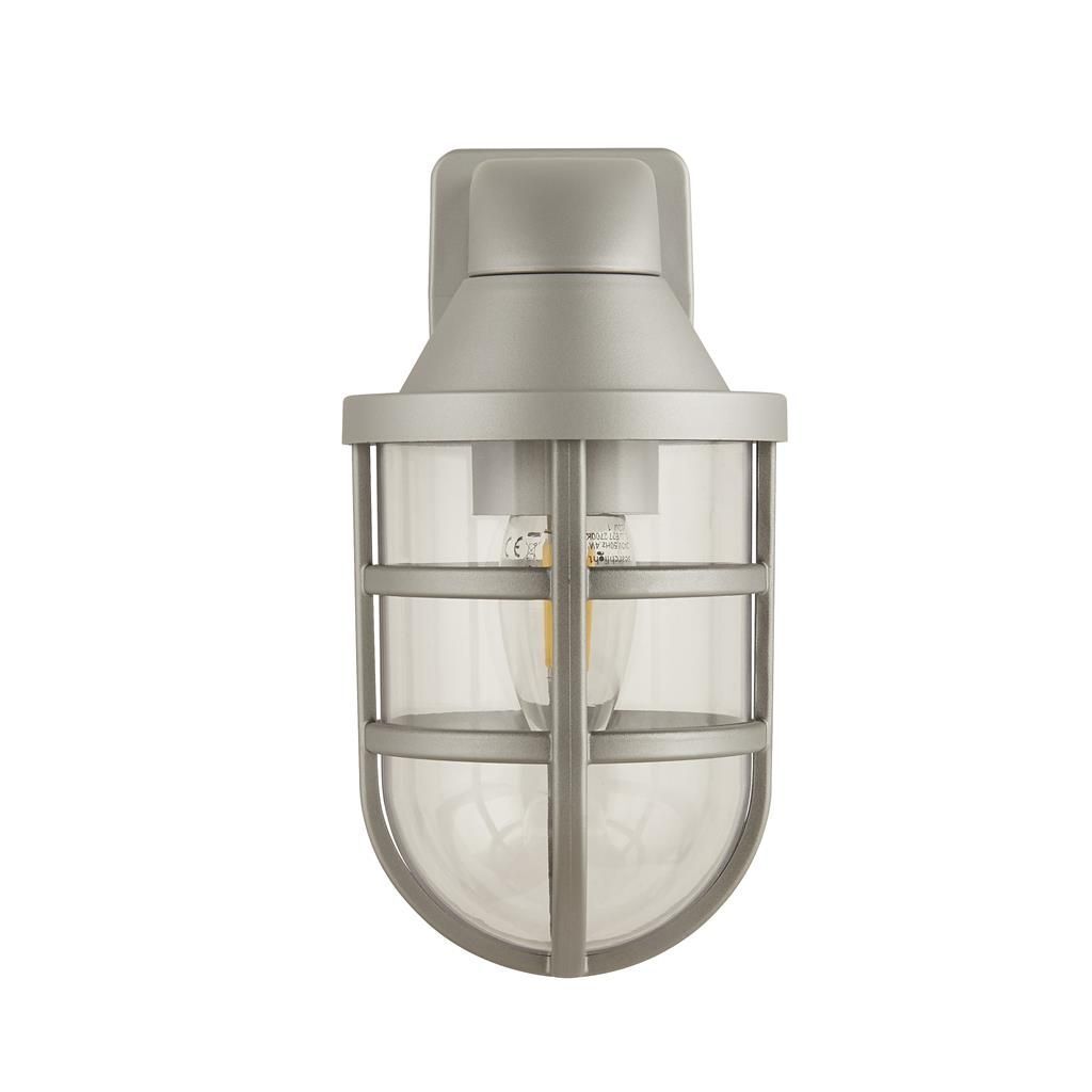 Wandleuchte außen in Silber IP44 E27 Maritim H: 21 cm