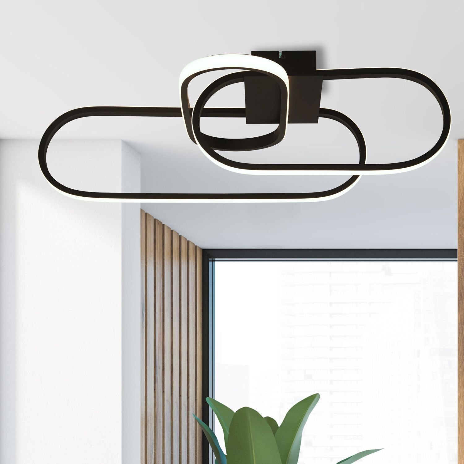 LED Deckenlampe Schwarz 3000/4500/6500 K 1812 lm Metall Leuchte, Lampe