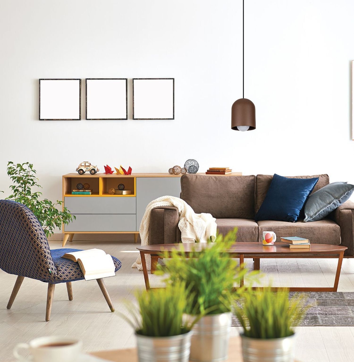 sofa, wohnzimmer, couchtisch, pflanze, schrank