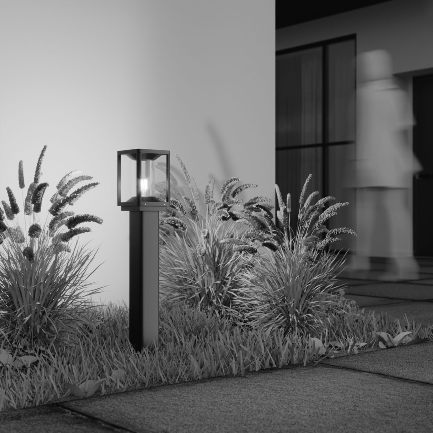 Stehleuchte außen Aluminium E27 IP54 75 cm hoch Graphit Lampe, Pflanze, Schilf