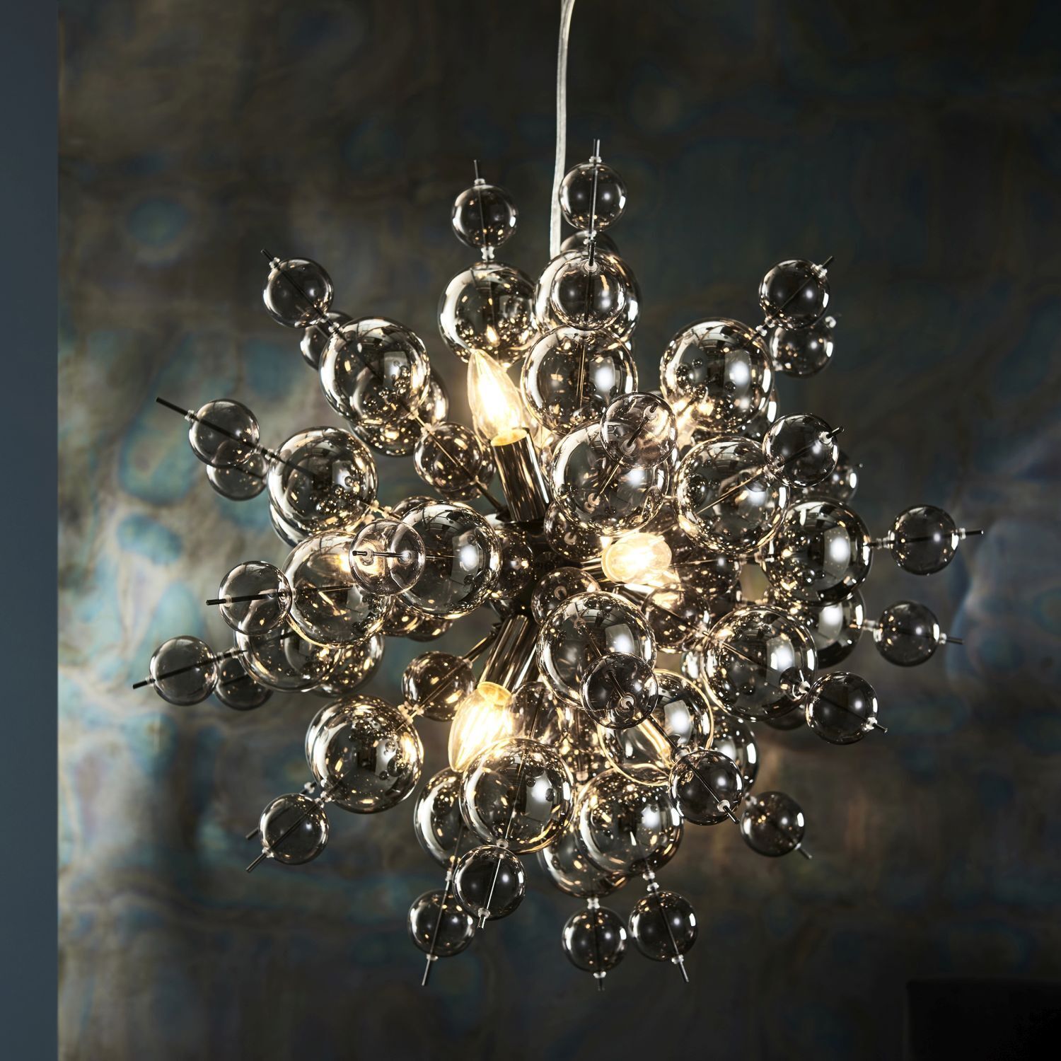 Hängelampe Rauchglas Metall B: 63 cm 9x E14 Modern OAMARU