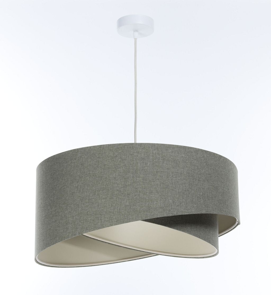 Hängelampe E27 rund D: 40 cm in Grün Stoff Modern