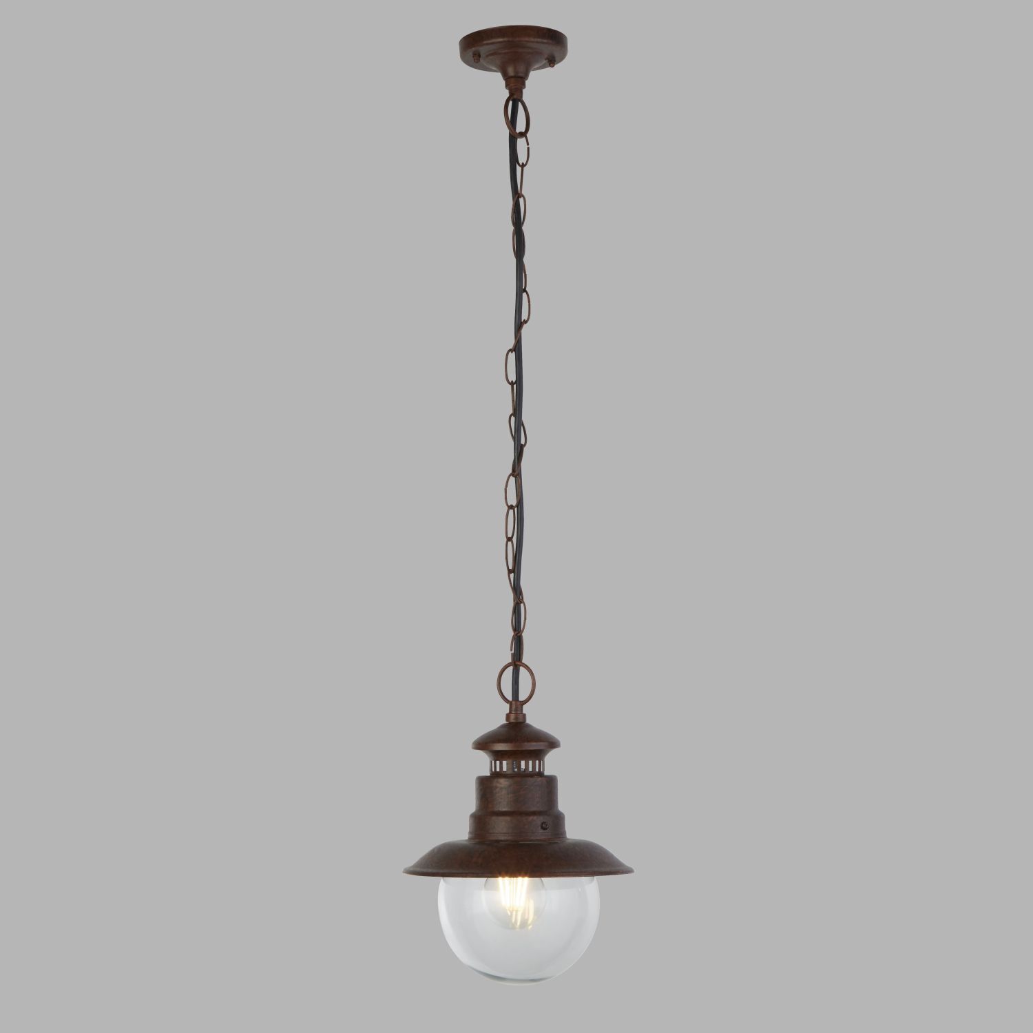 Hängelampe außen IP44 E27 D: 21,5 cm in Rostbraun JOHN