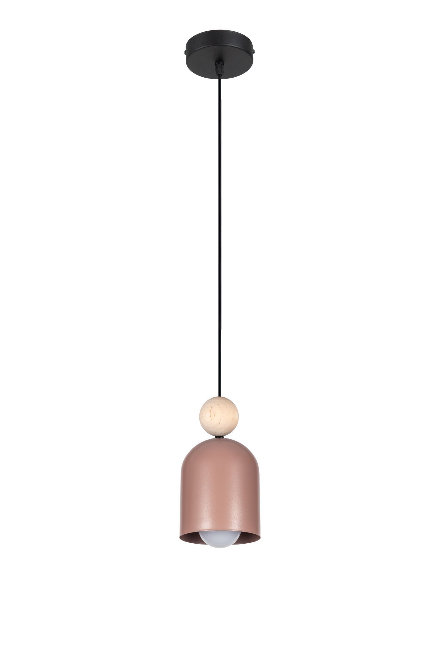 Gemütliche Pendelleuchte Rosa Metall Holz E27 Ø11 cm Lampe, Leuchte, Deckenleuchte