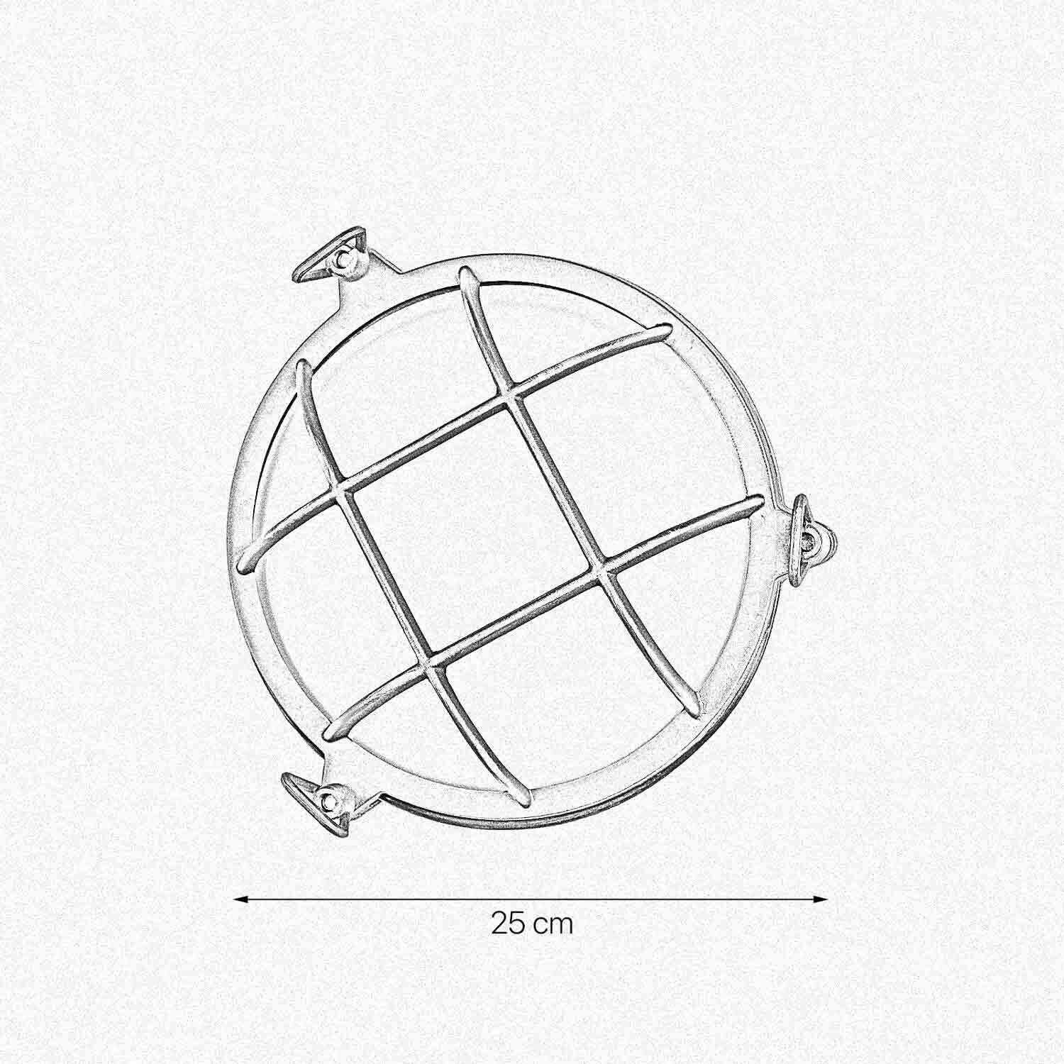 Außenwandleuchte IP44 Ø 25 cm Maritim Echt-Messing Glas Sphäre, Astronomie, Weltall, Granate, Waffe