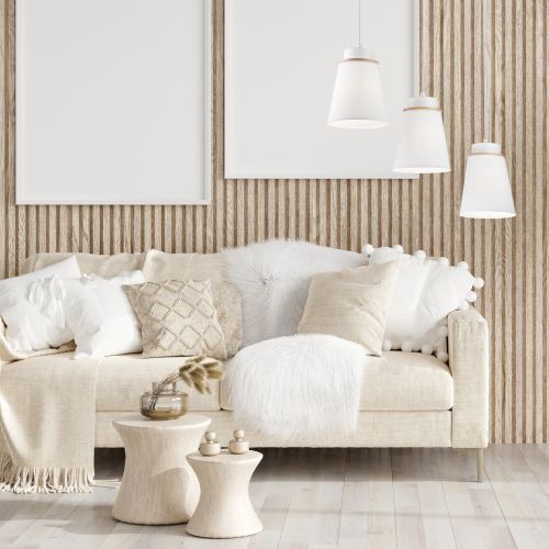 Pendelleuchte KIMMIE Weiß Holz Modern Wohnzimmer