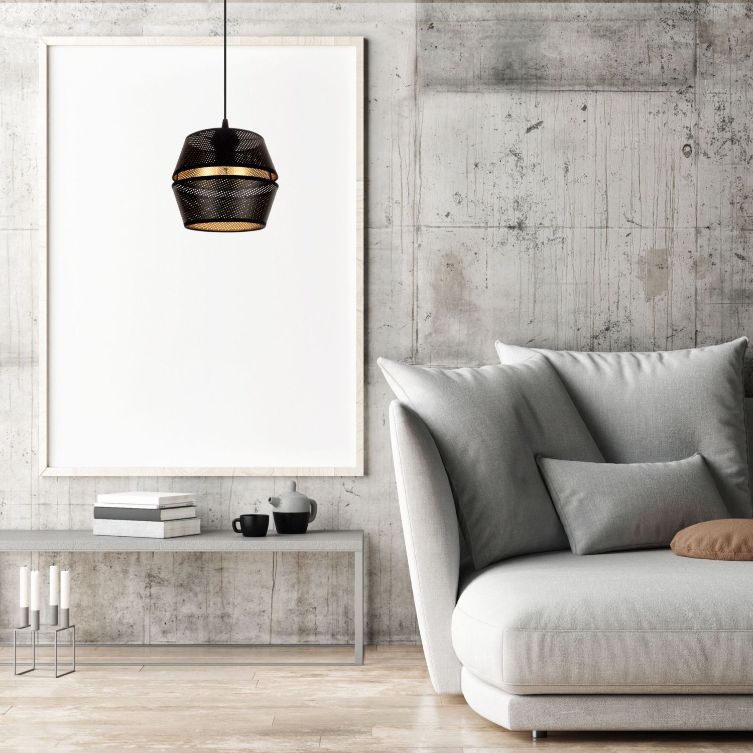 Wohnzimmer, Lampe, Hängelampe, Sideboard, Sofa