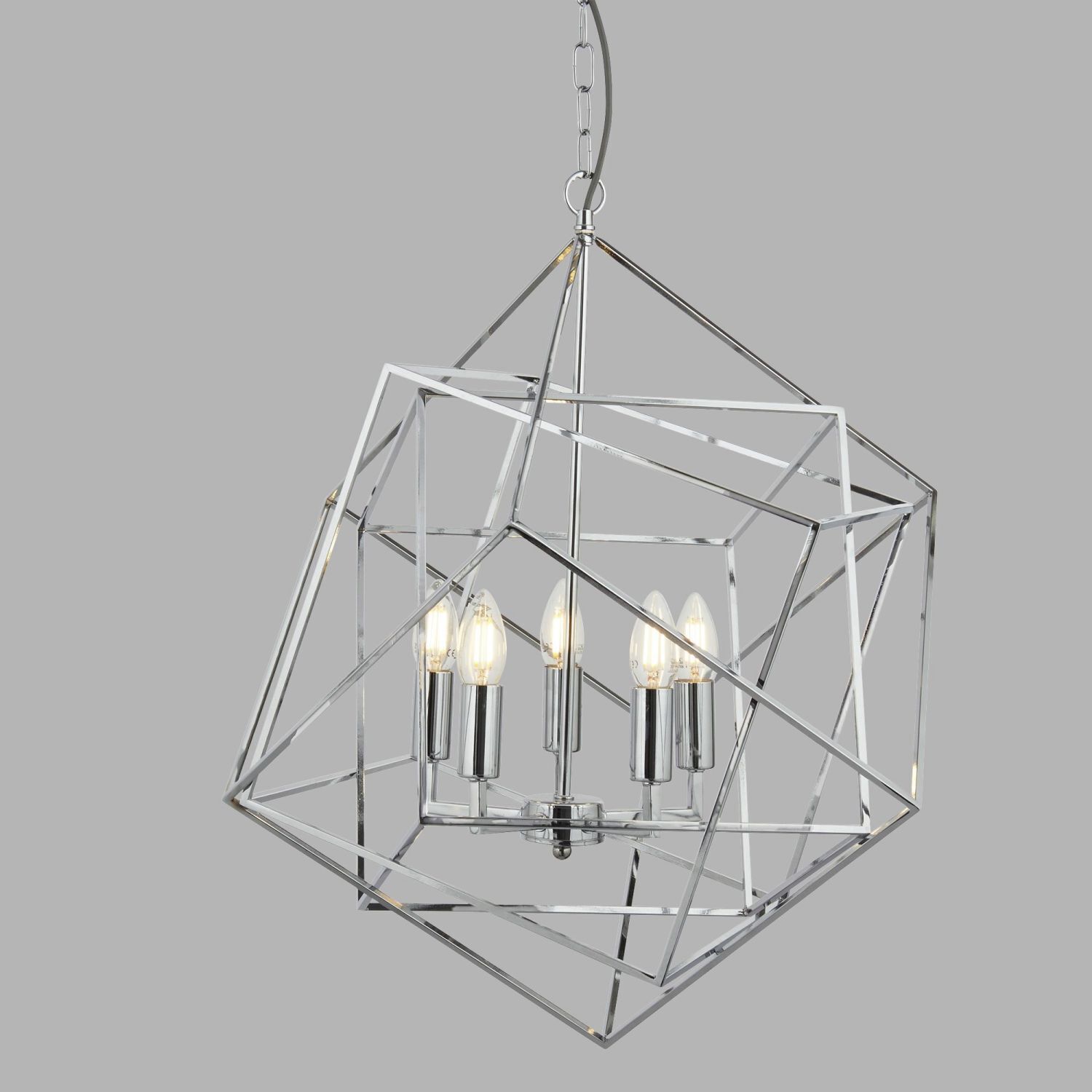 Hängelampe Metall Modern 5-flammig E14 Chrom