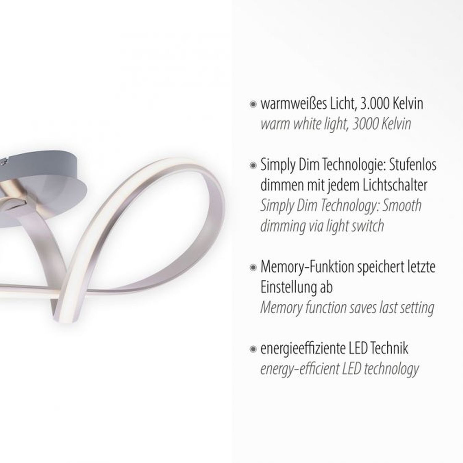 LED Deckenlampe dimmbar Metall in Stahl 2050 lm Modern