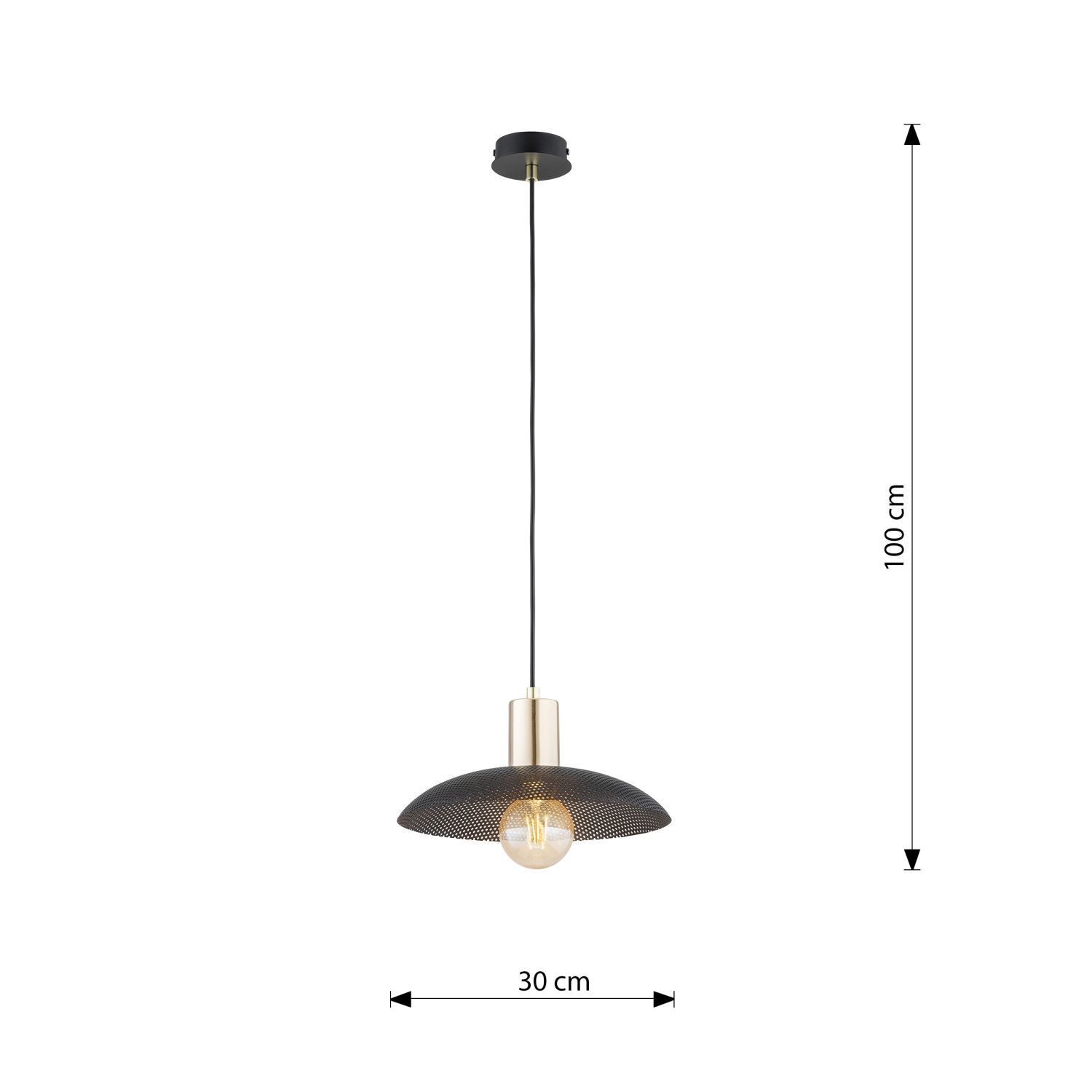 Hängeleuchte Metall Ø 30 cm H: max. 100 cm Schwarz Gold E27
