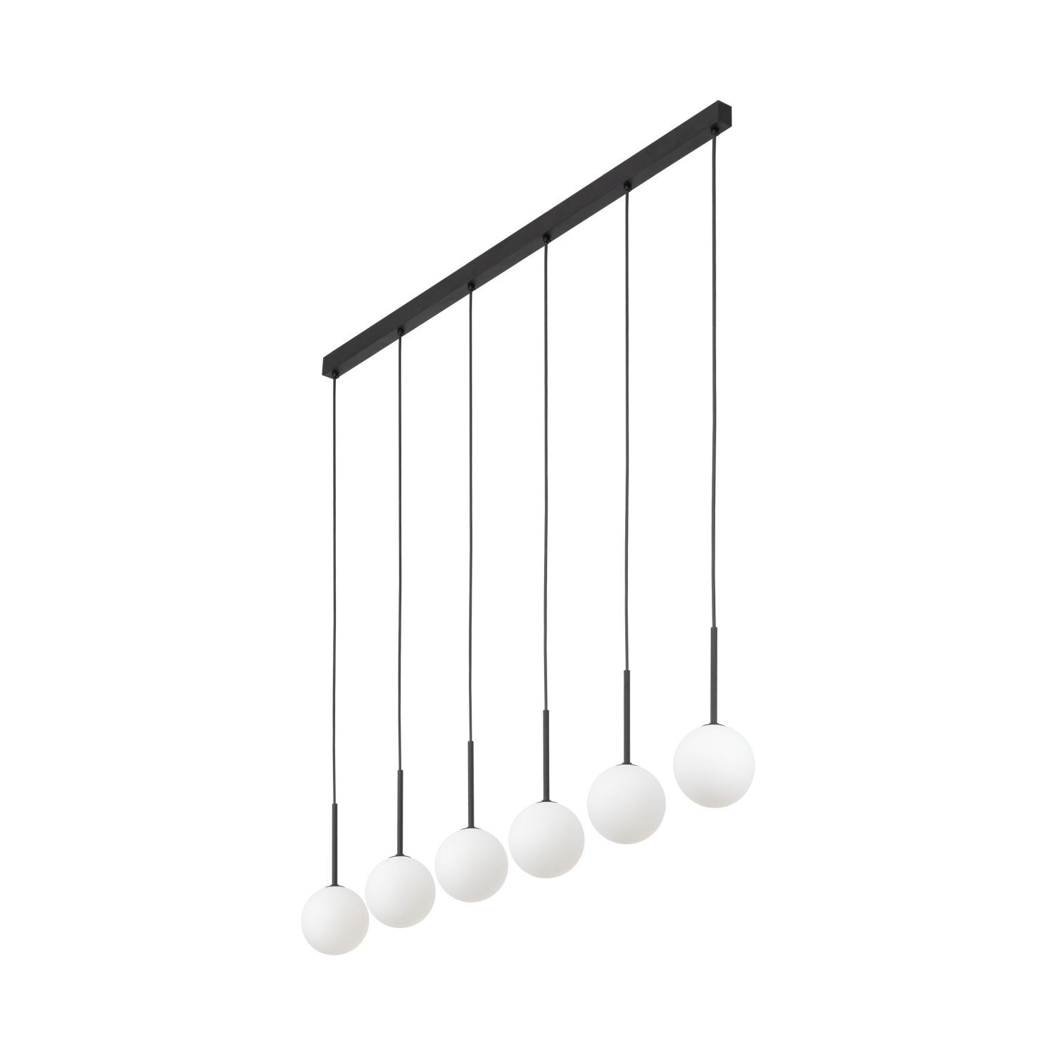 Pendelleuchte B: 122 cm Glas Metall Schwarz Weiß 6x G9