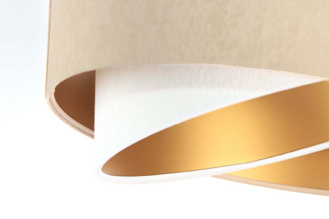 Hängelampe Stoff Beige Gold E27 rund D: 50 cm Velours Optik Lampe, Lampenschirm