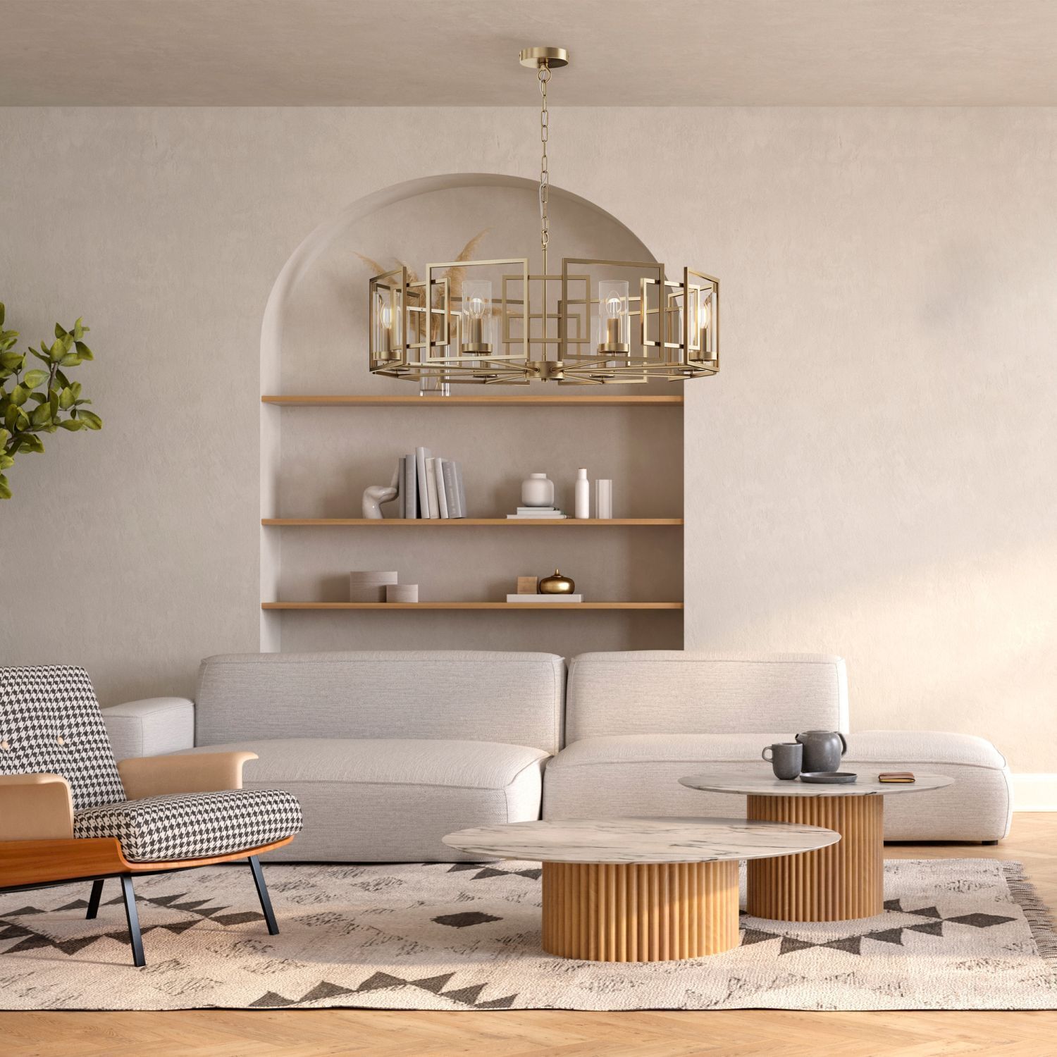 Kronleuchter Metall Glas D: 87,5 cm rund in Gold E14 Moebel, Wohnzimmer, Dekoration Ihres Zuhauses, Kaffeetisch, Tabelle