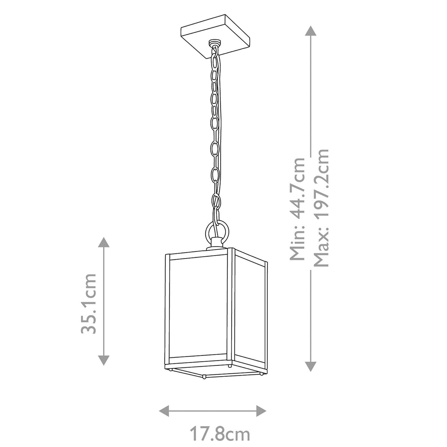 Hängende Außenlampe Aluminium Glas E27 IP44 H: max. 197,2 cm