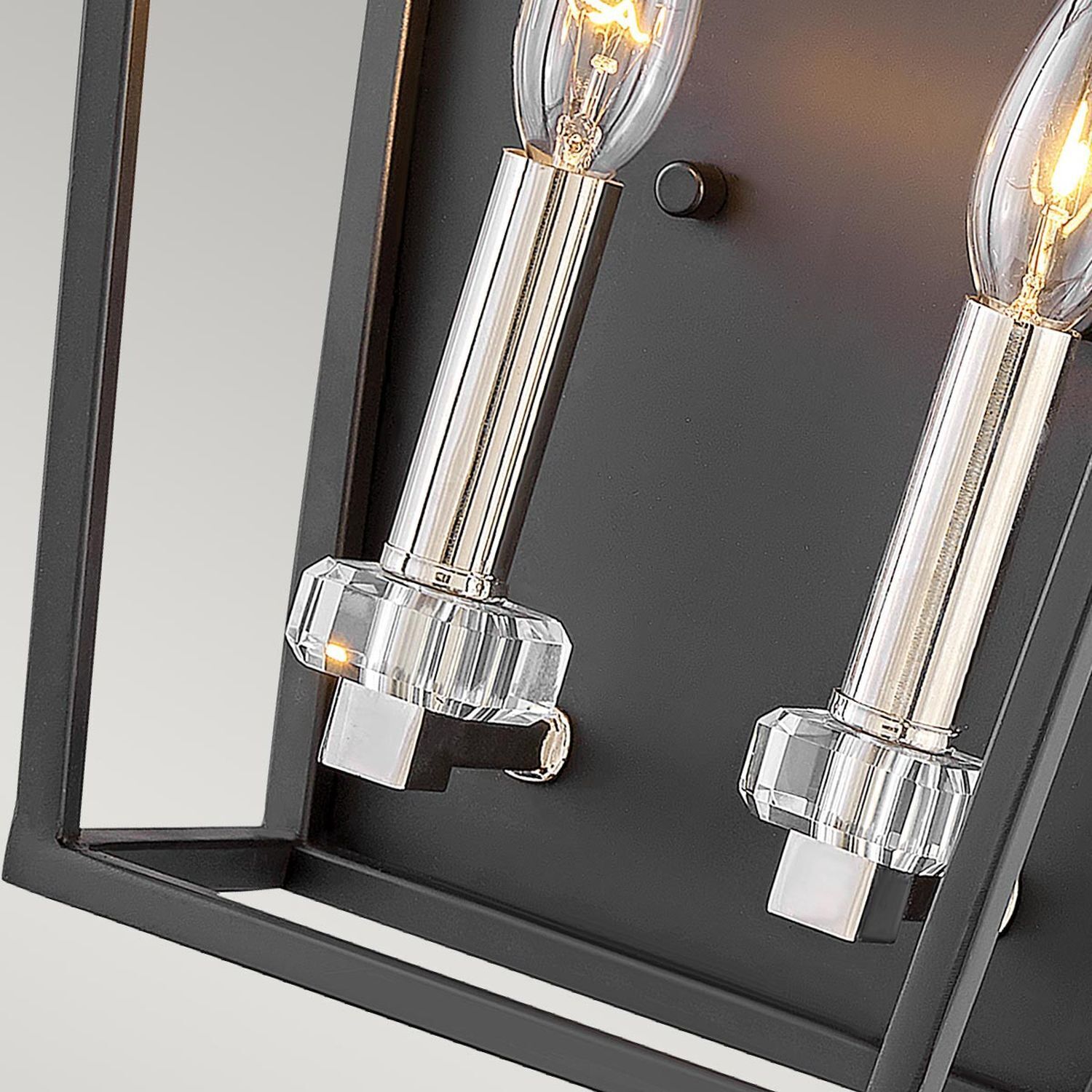 Wandleuchte Metall H: 43,1 cm Schwarz Nickel poliert