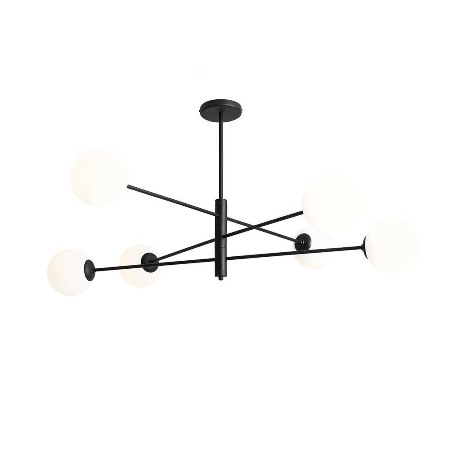 Große Deckenlampe Glas satiniert L:108 cm E14 6-flammig