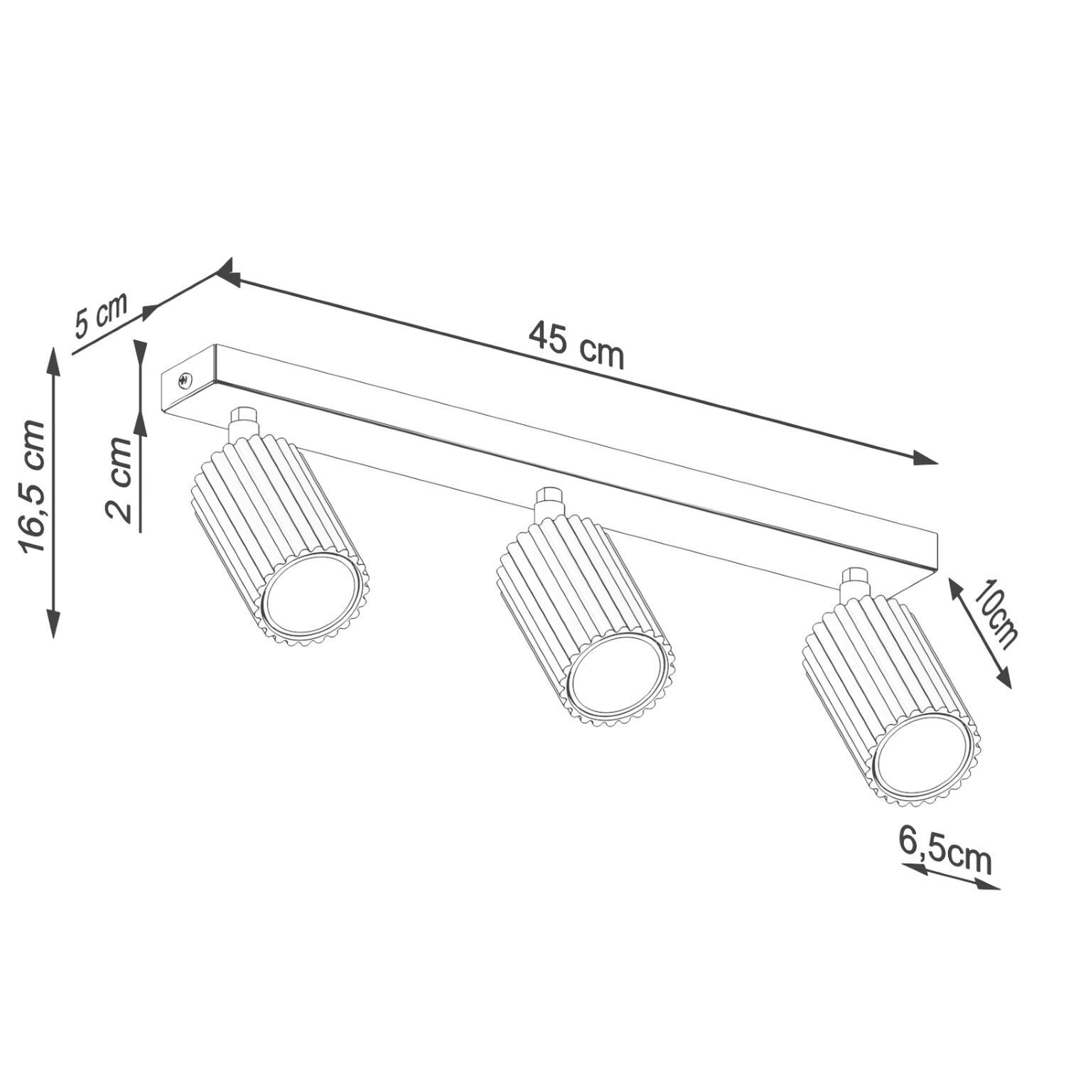 Deckenlampe 3-flammig B: 45 cm klein GU10 Rot aus Aluminium