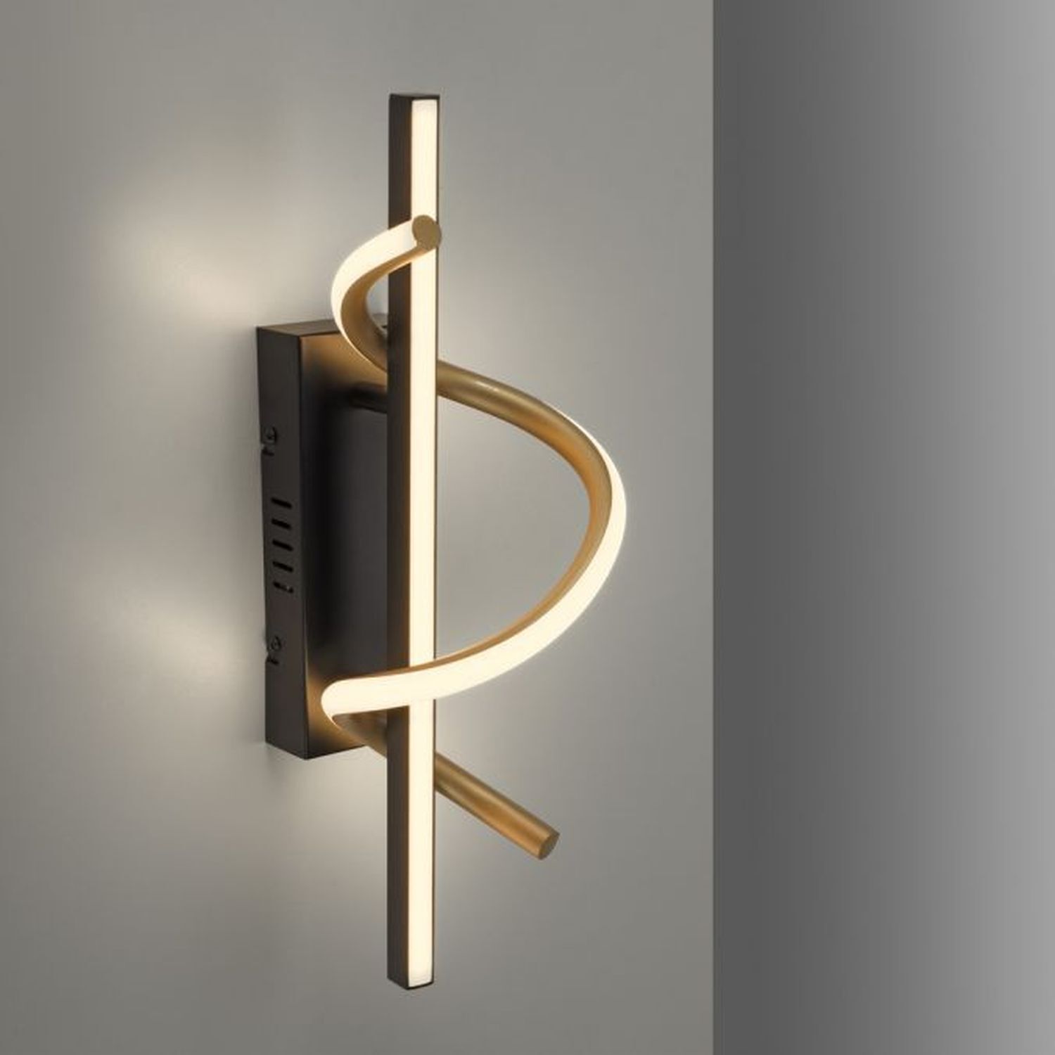 LED Wandlampe Metall dimmbar 3000 K Schwarz Messing Griff